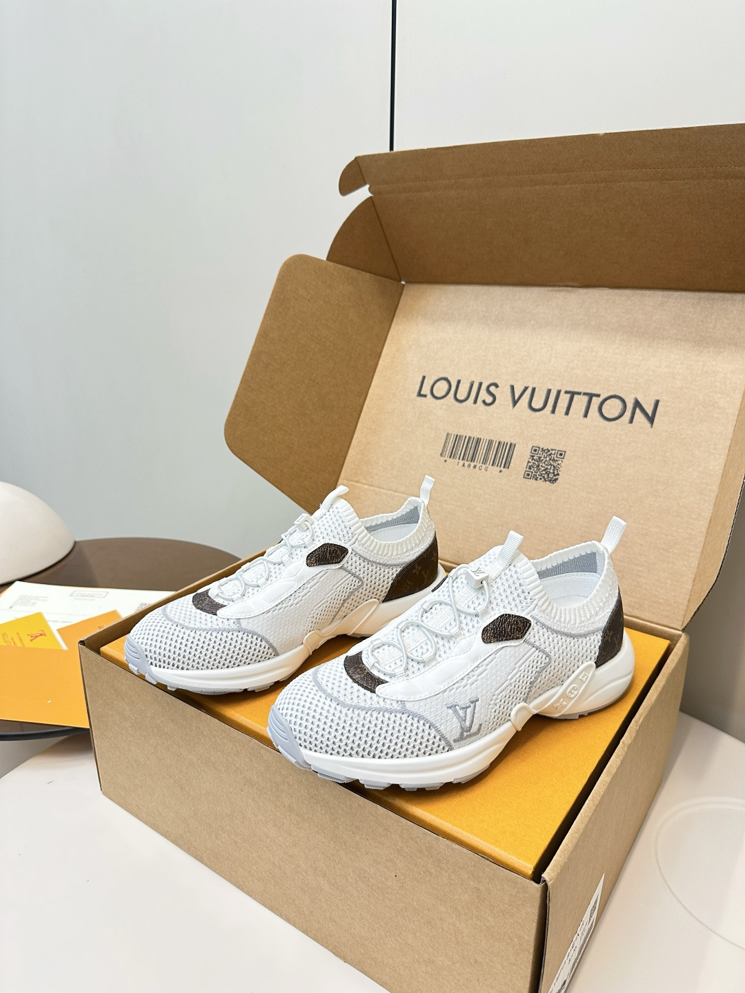 Louis Vuitton Run 55 Sneakers White Mesh & Monogram Canvas