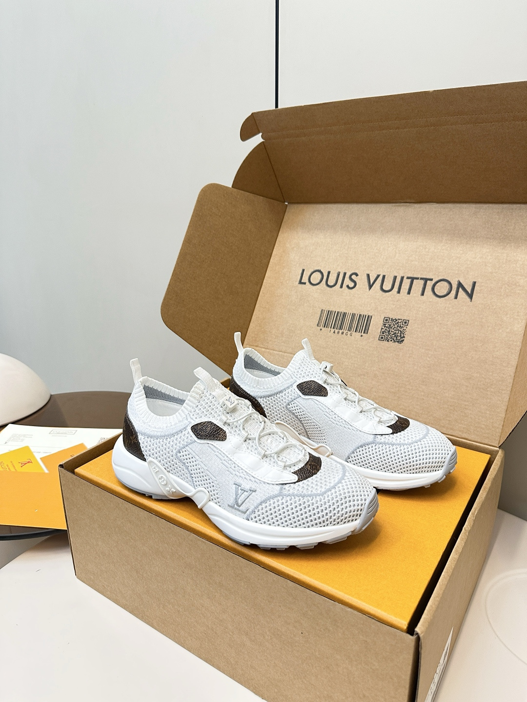 Louis Vuitton Run 55 Sneakers White Mesh & Monogram Canvas