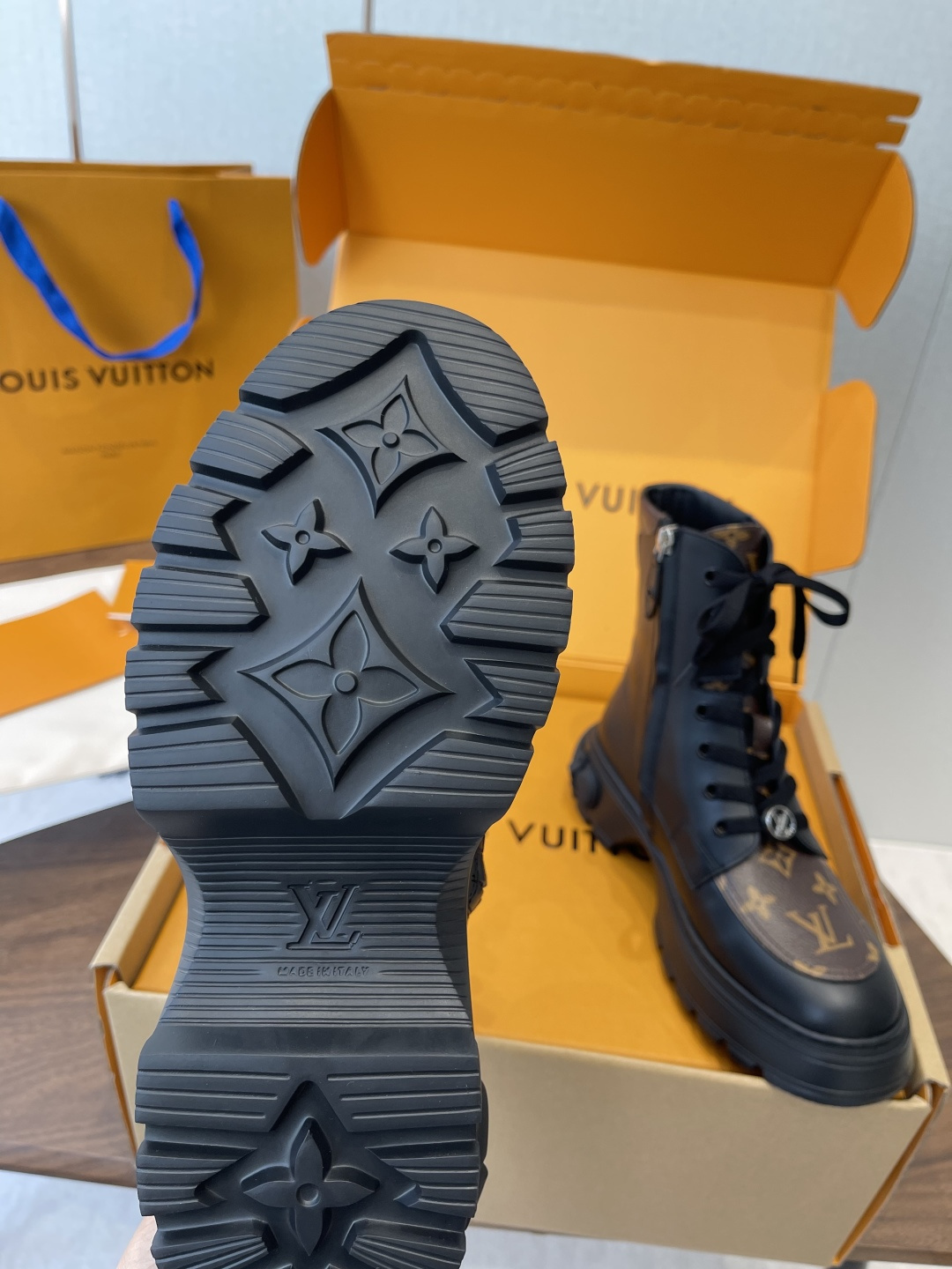 Louis Vuitton Metropolis Flat Ranger Boots Monogram Canvas Black