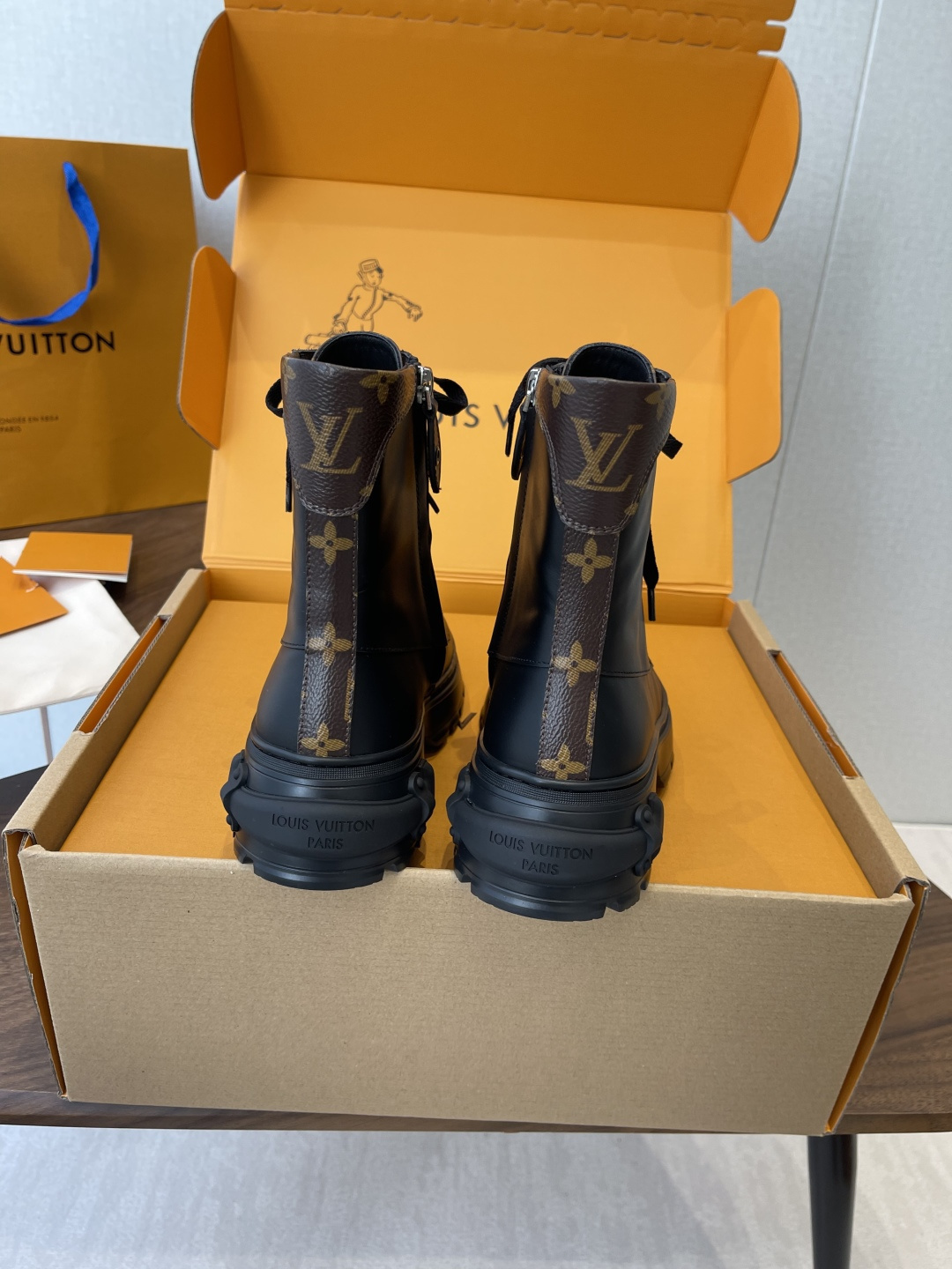 Louis Vuitton Metropolis Flat Ranger Boots Monogram Canvas Black