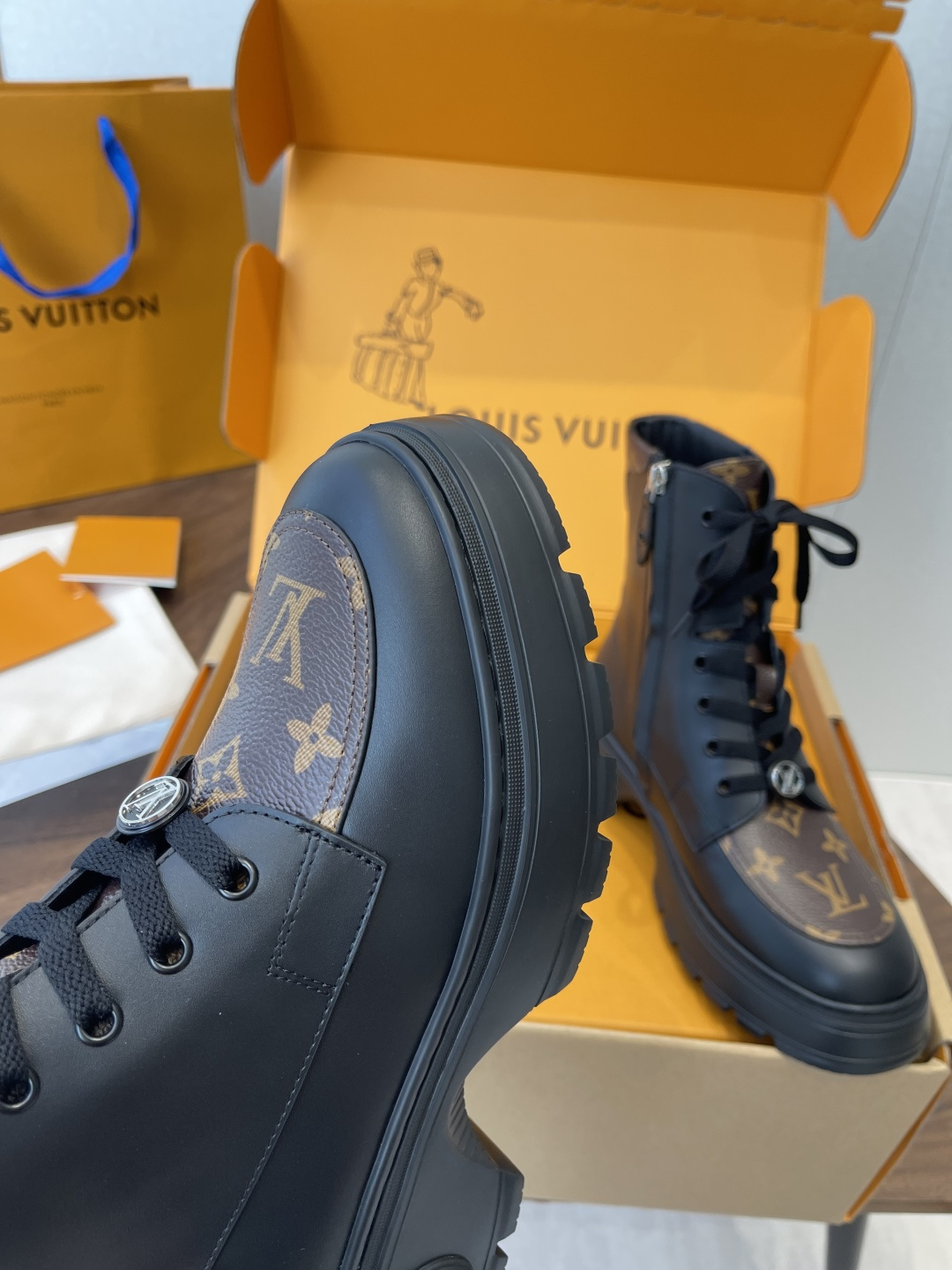 Louis Vuitton Metropolis Flat Ranger Boots Monogram Canvas Black