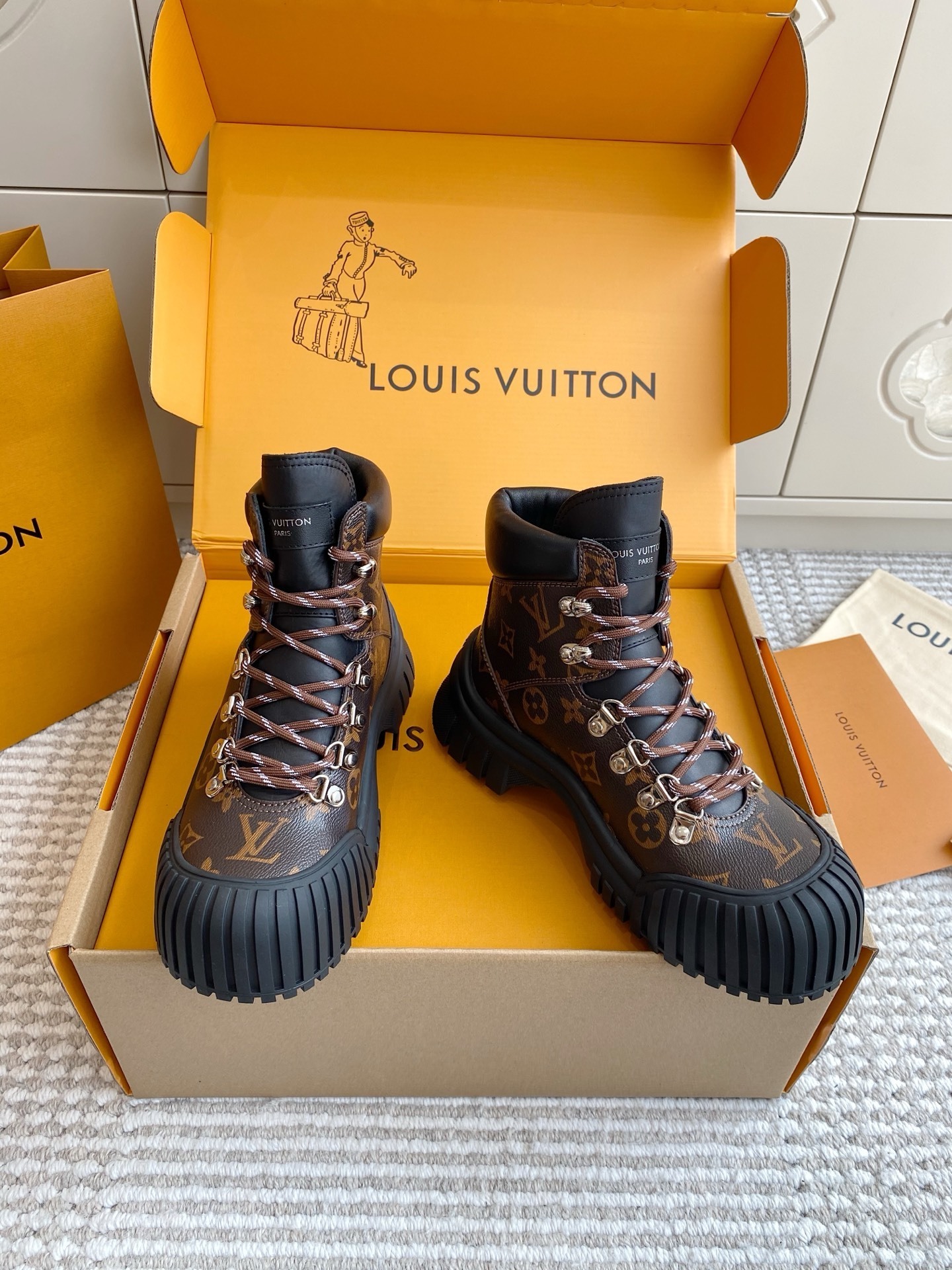 Louis Vuitton Monogram Canvas Hiking Boots - Luxury Winter Footwear