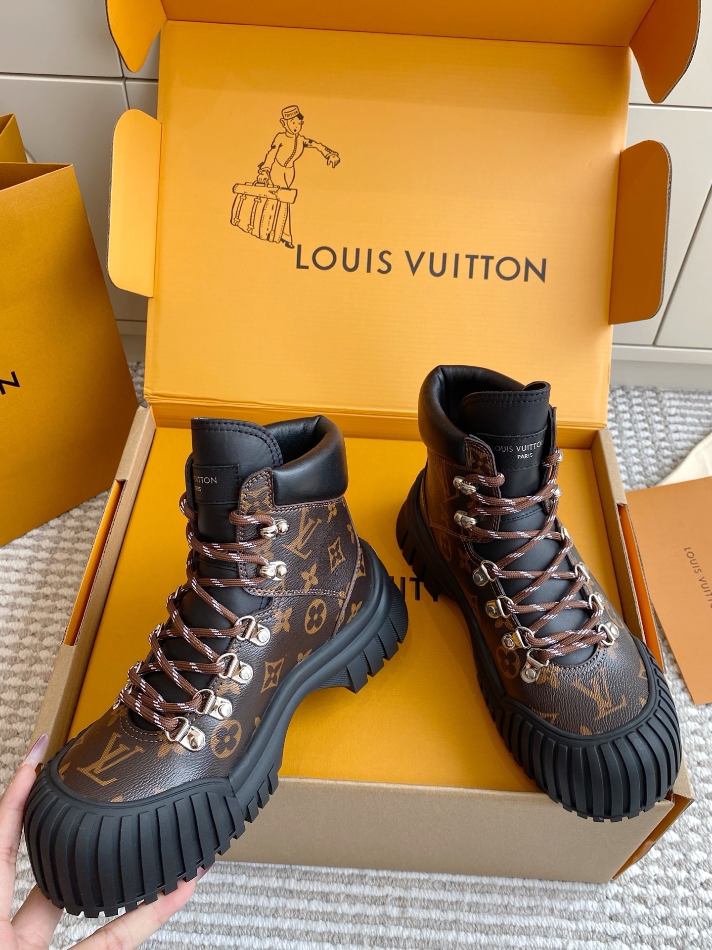 Louis Vuitton Monogram Canvas Hiking Boots - Luxury Winter Footwear