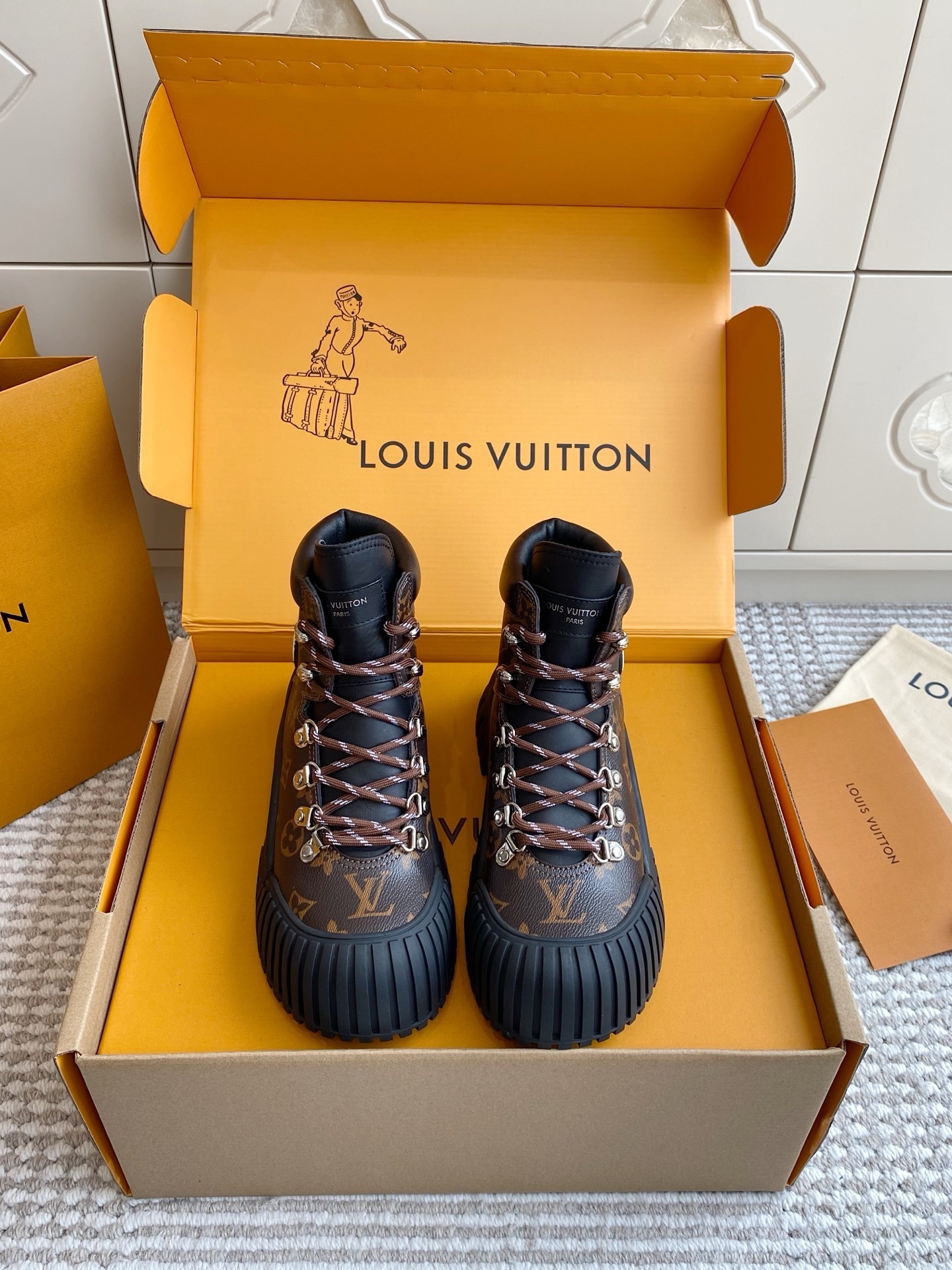 Louis Vuitton Monogram Canvas Hiking Boots – Luxury Winter Footwear