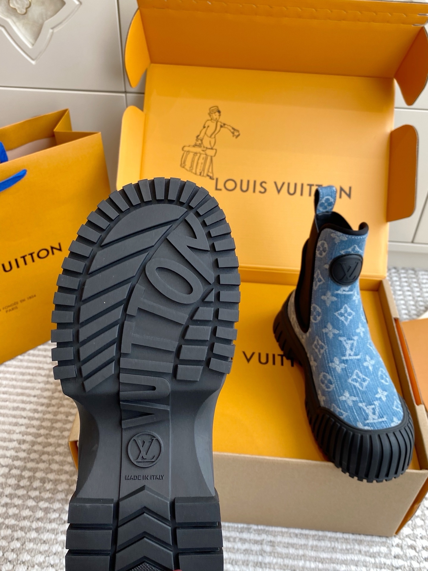 Louis Vuitton Monogram Denim Ankle Rain Boots - Luxury Designer Shoes