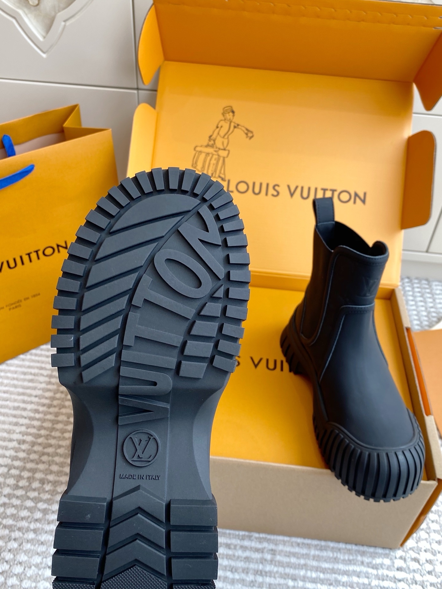 Louis Vuitton Territory Flat Half Boot - Matte Black Rain Boots