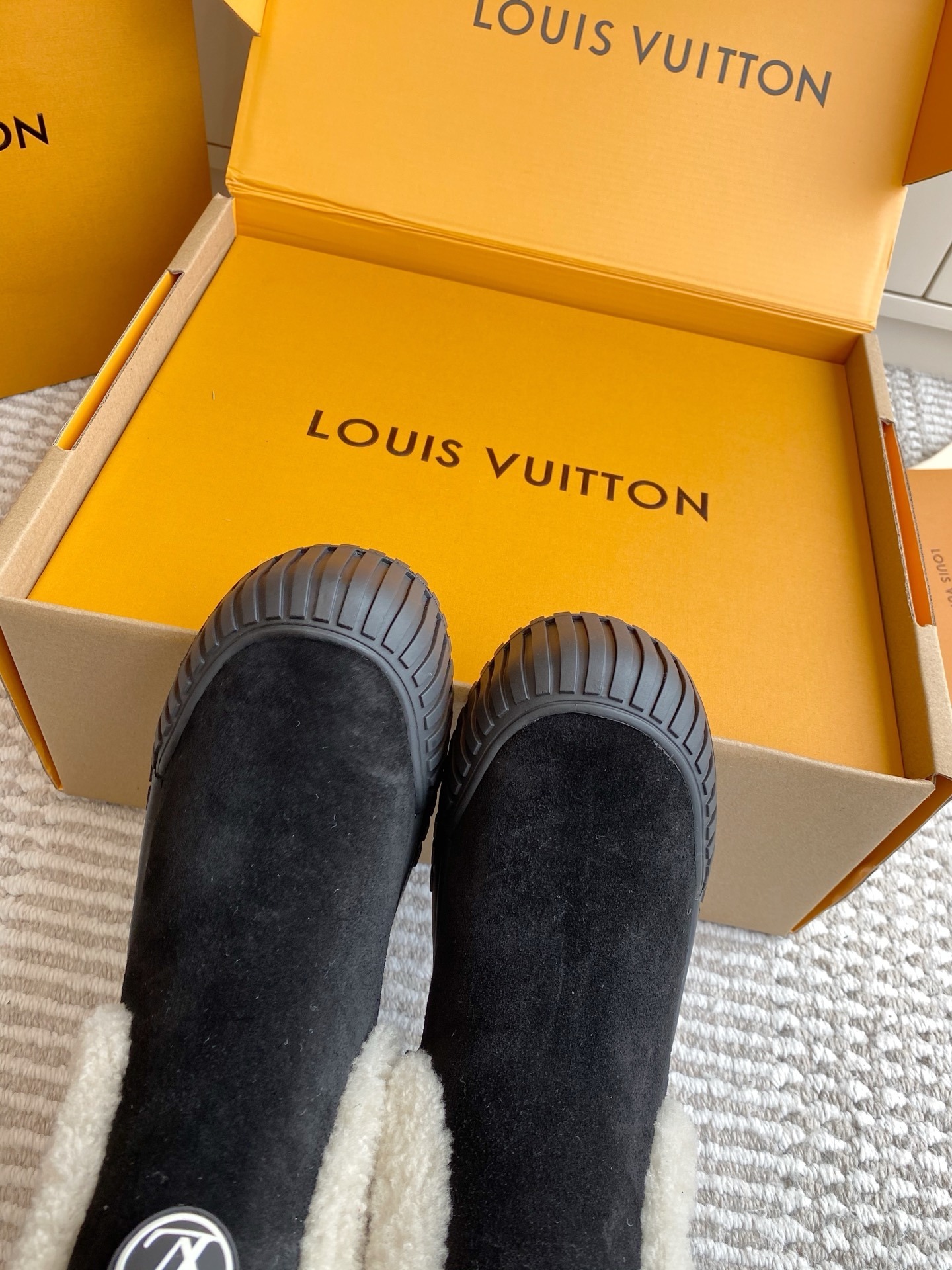 Louis Vuitton Women's Shearling-Trimmed Suede Ankle Boots