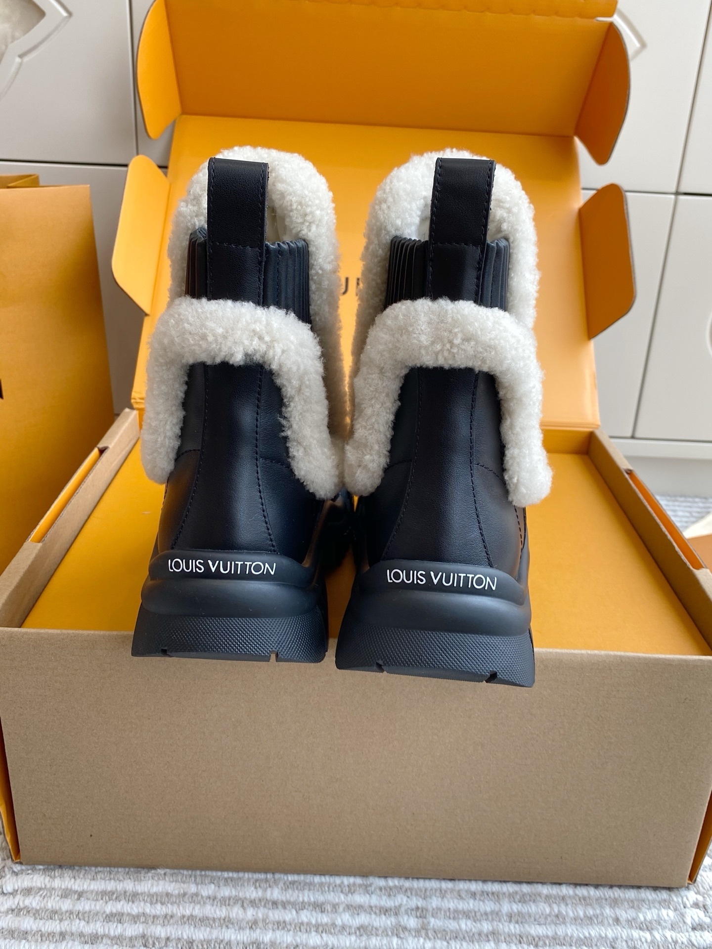 Louis Vuitton Black Shearling Lined Winter Boots for Women