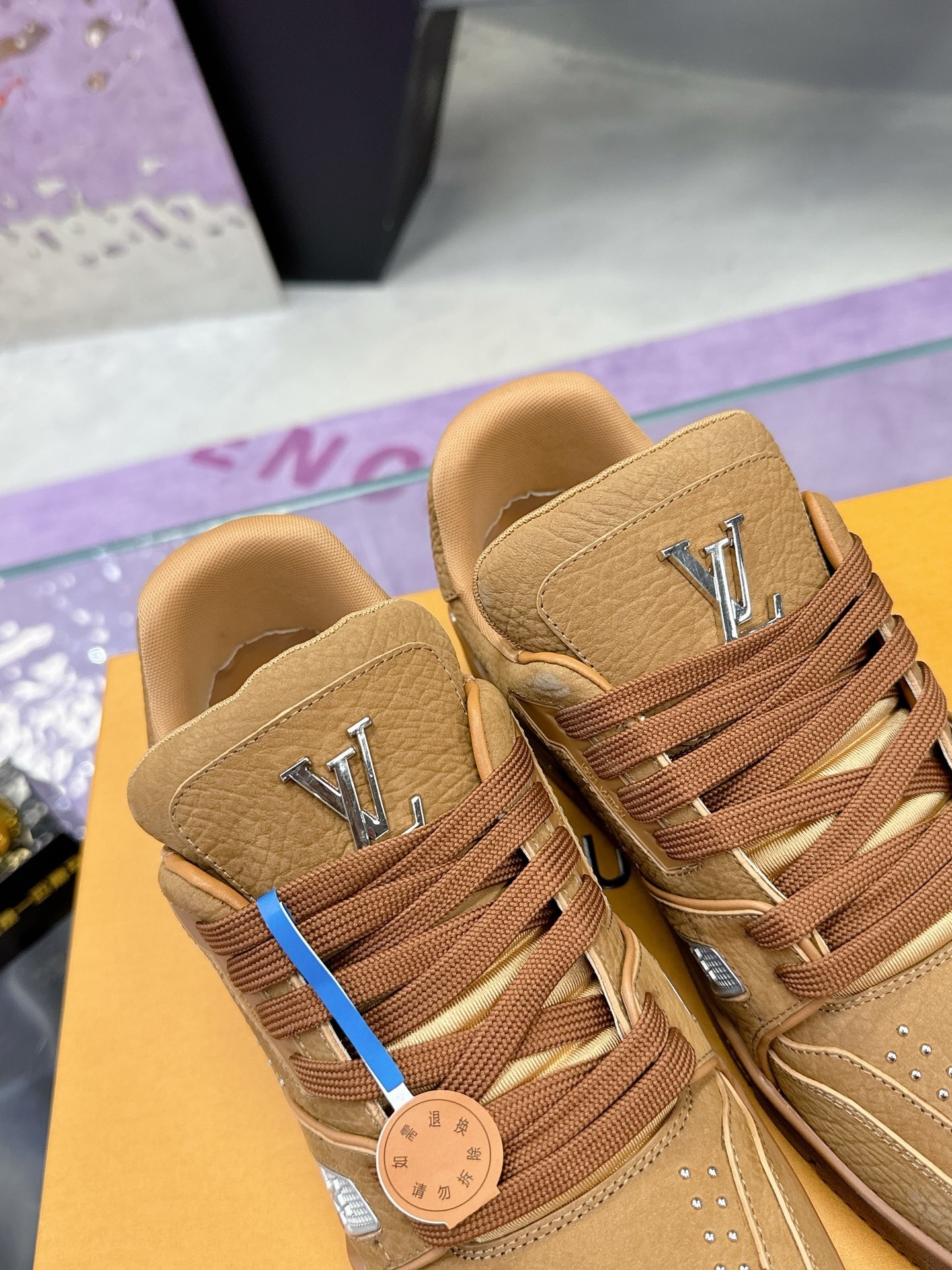 Louis Vuitton LV Trainer Sneaker Brown Suede Studded Luxury Shoes