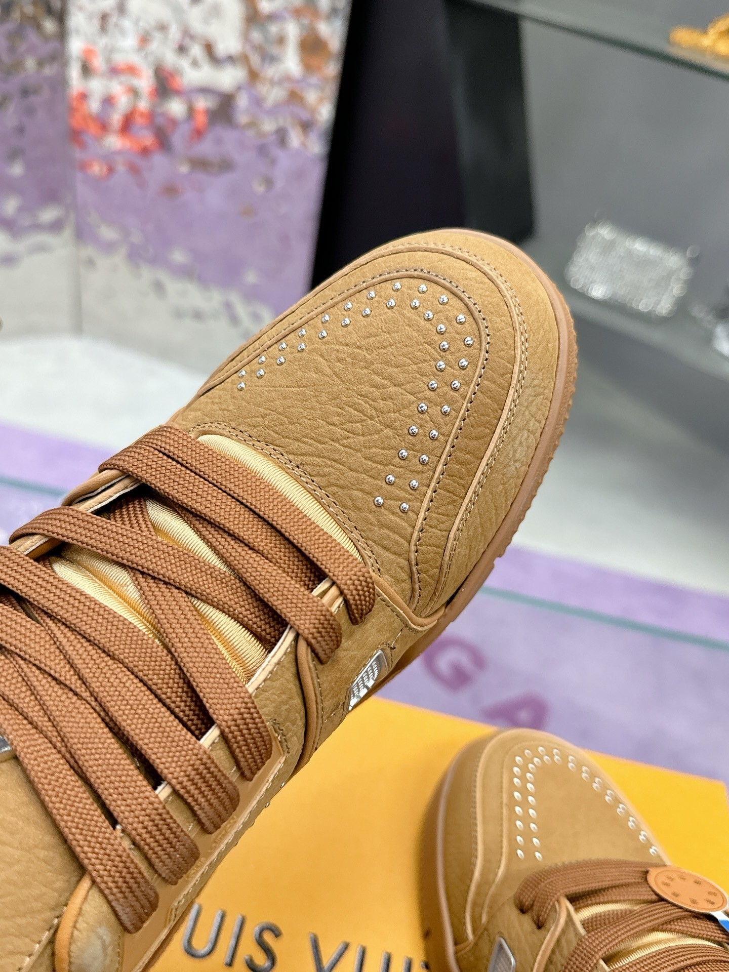 Louis Vuitton LV Trainer Sneaker Brown Suede Studded Luxury Shoes