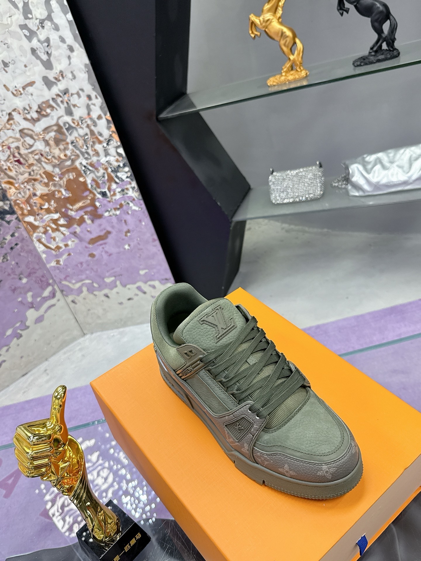 Louis Vuitton LV Trainer Sneakers - Khaki Monogram Leather