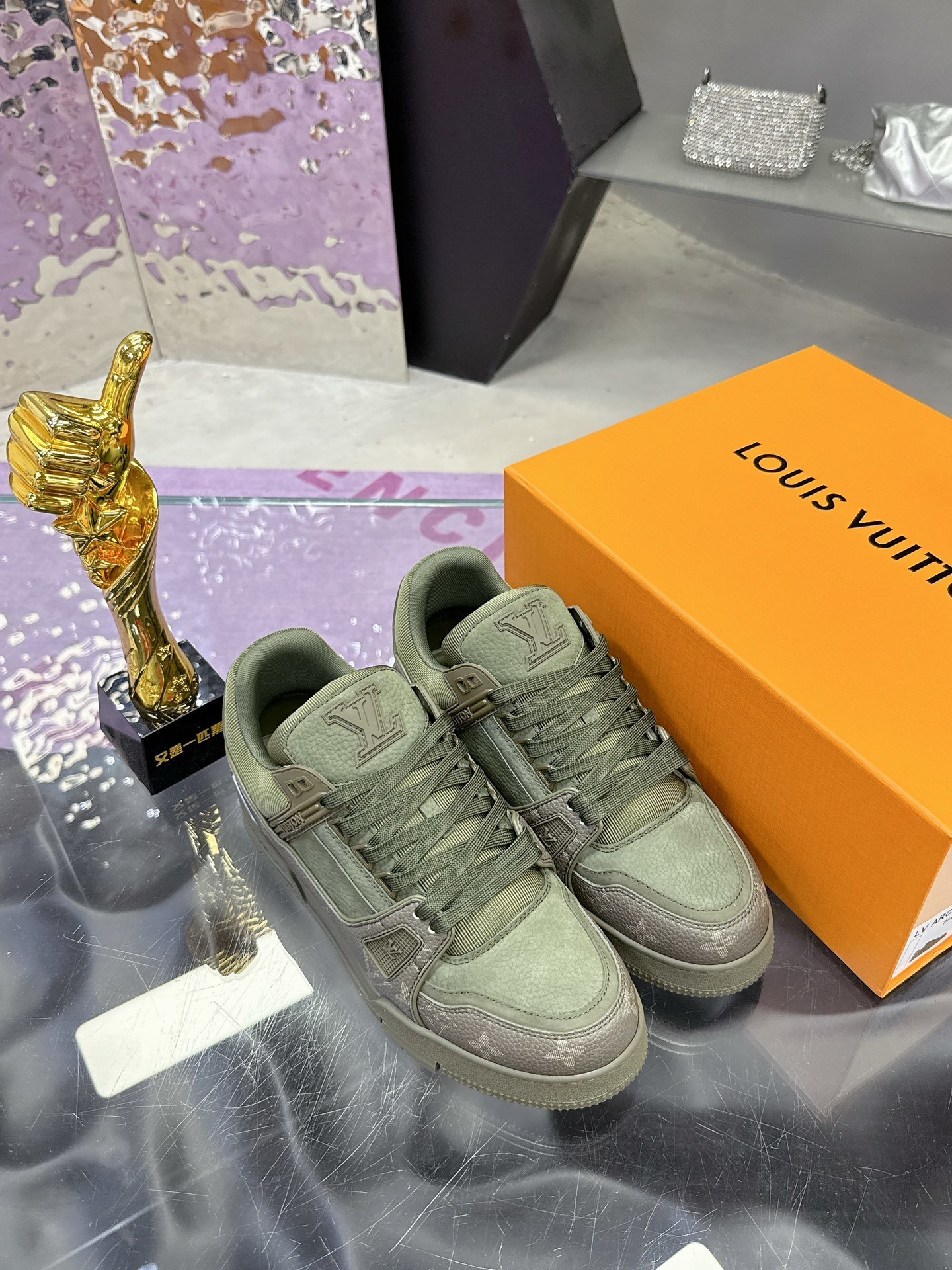 Louis Vuitton LV Trainer Sneakers - Khaki Monogram Leather