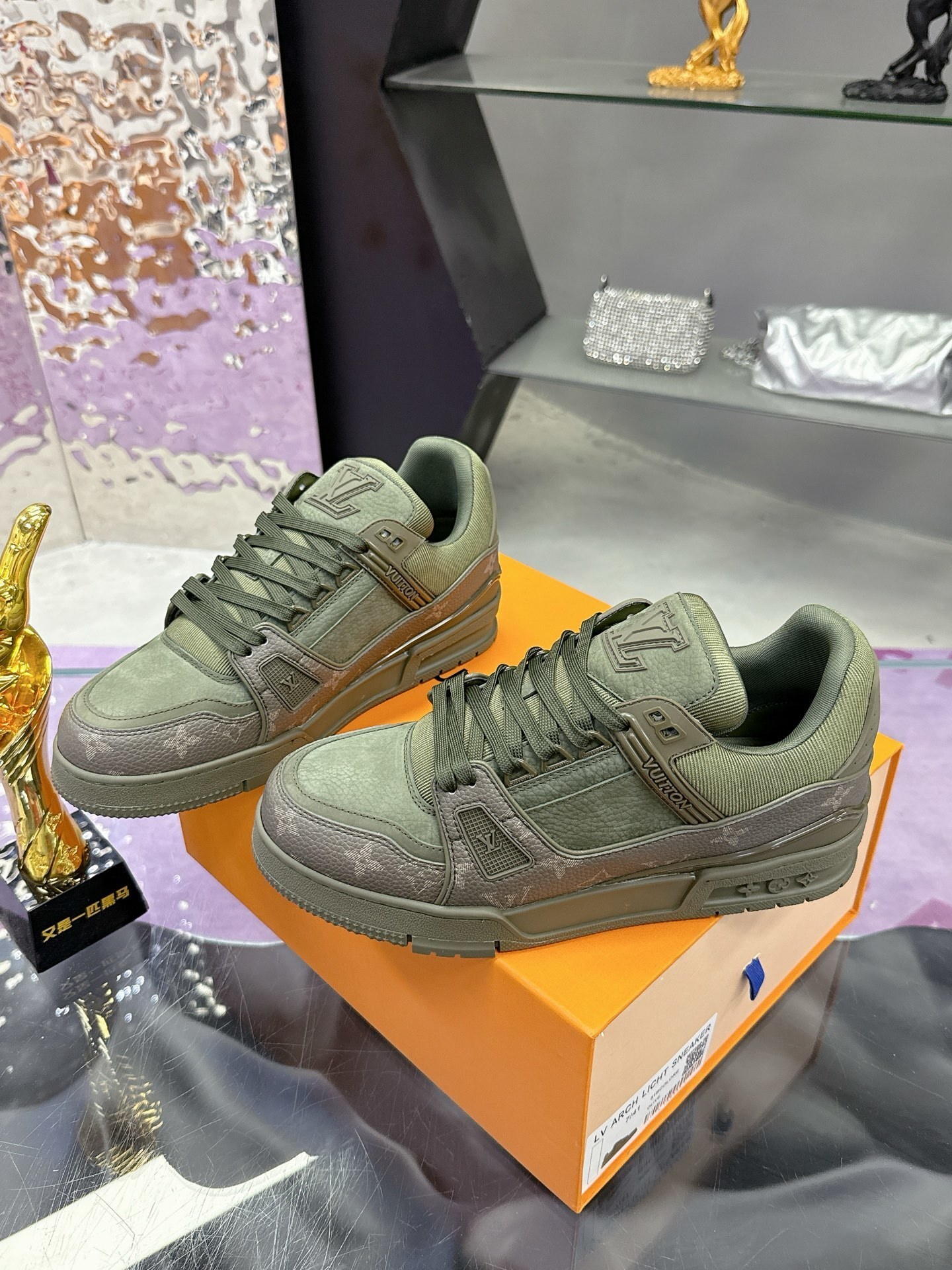 Louis Vuitton LV Trainer Sneakers - Khaki Monogram Leather