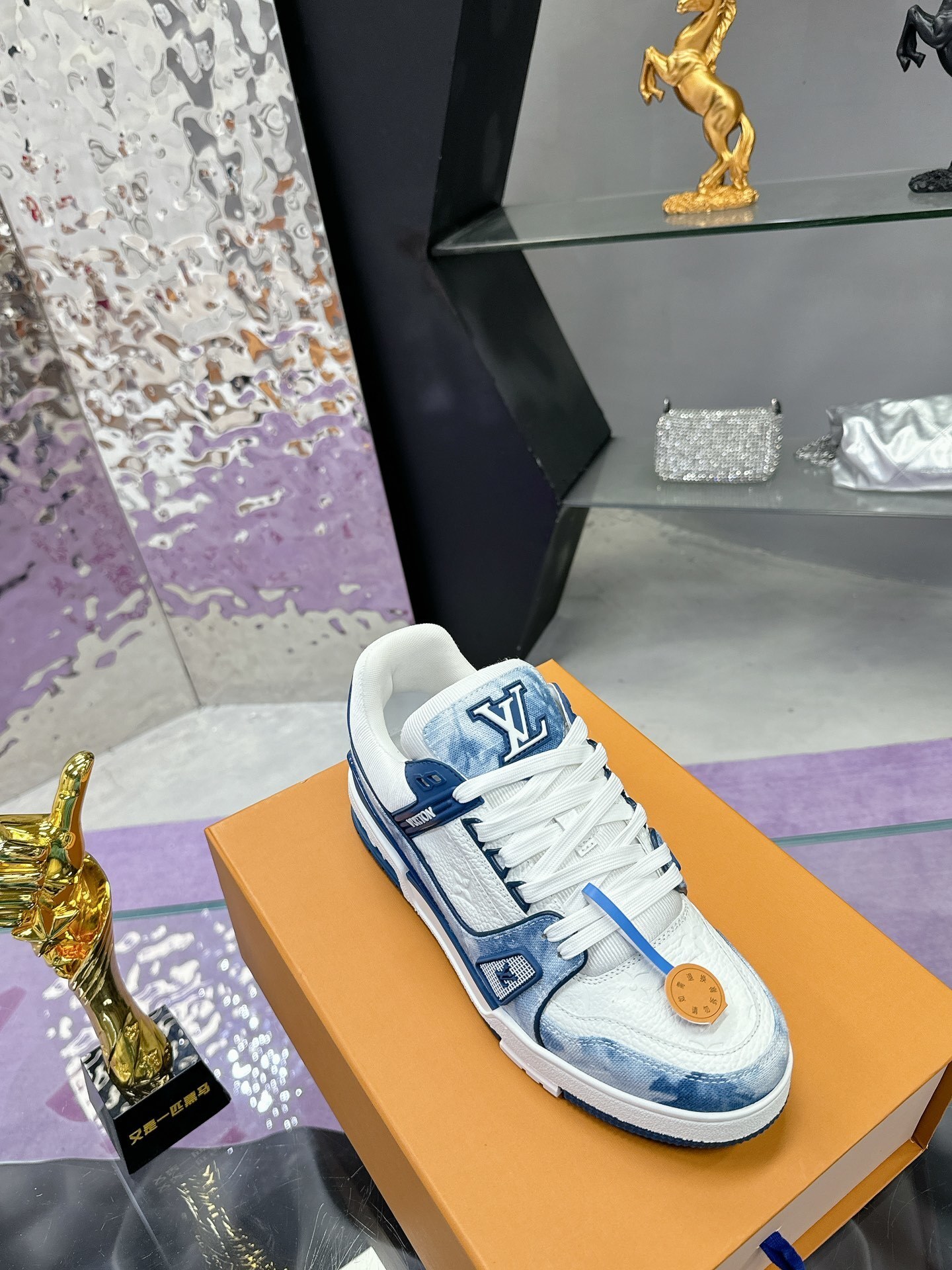 Louis Vuitton LV Trainer Blue Monogram Denim Sneakers