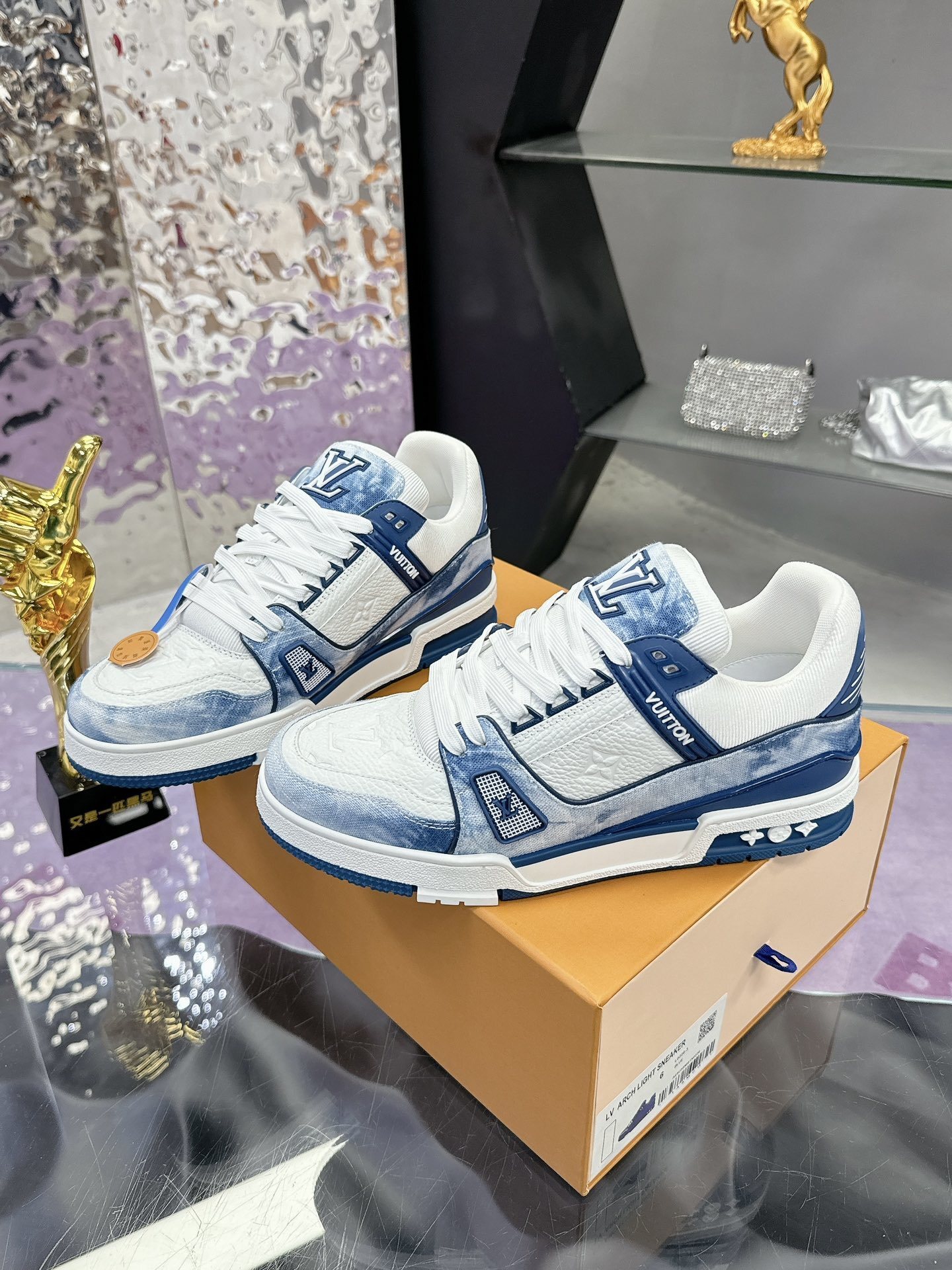 Louis Vuitton LV Trainer Blue Monogram Denim Sneakers