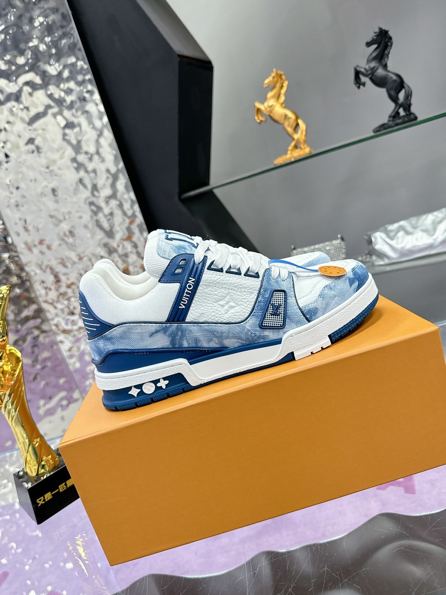 Louis Vuitton LV Trainer Blue Monogram Denim Sneakers