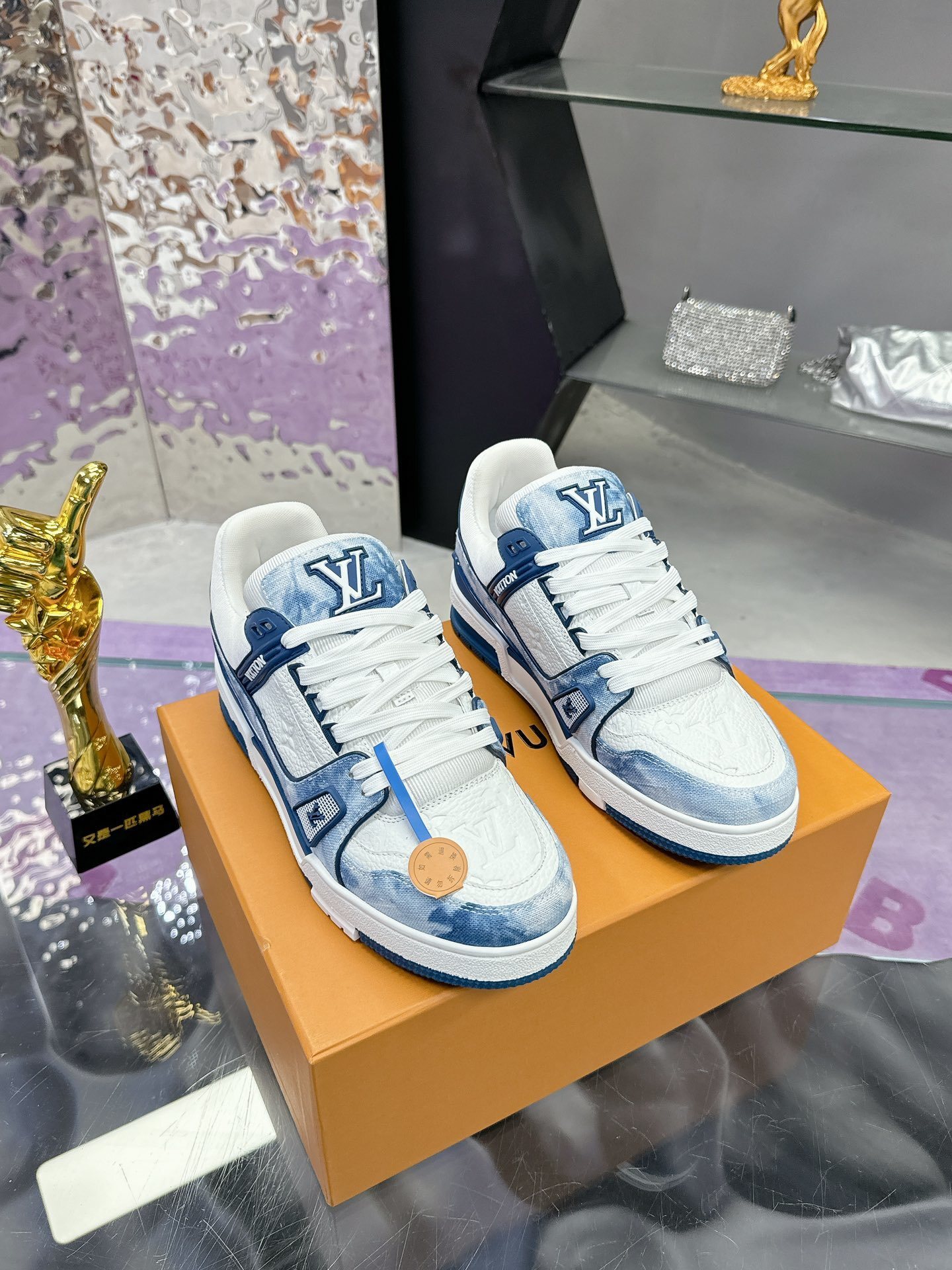 Louis Vuitton LV Trainer Blue Monogram Denim Sneakers