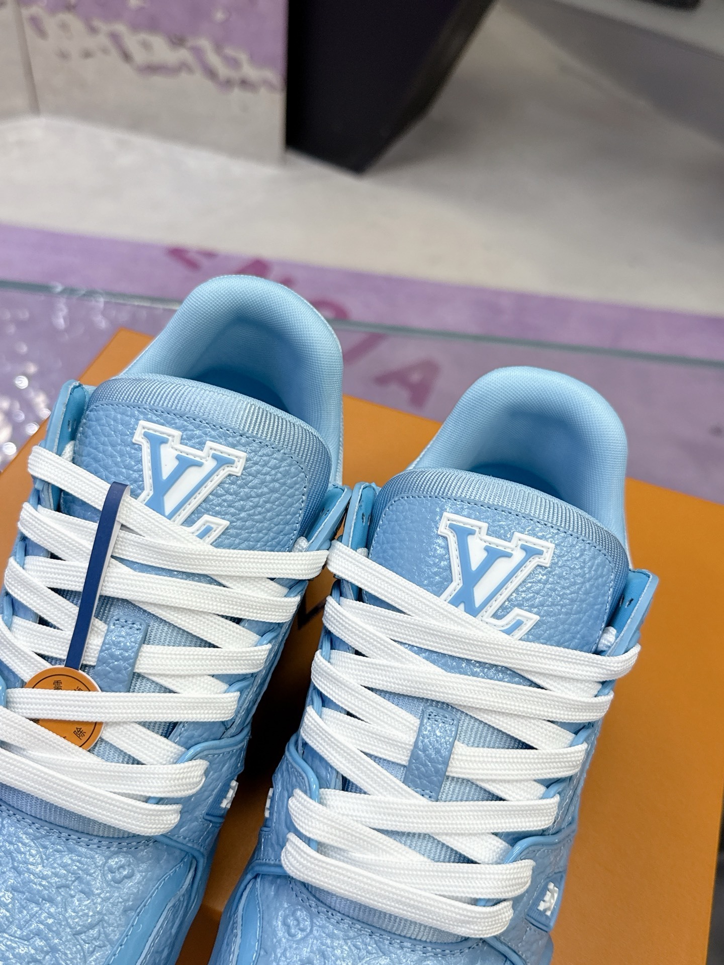 Louis Vuitton LV Trainer Blue Monogram Embossed Sneakers
