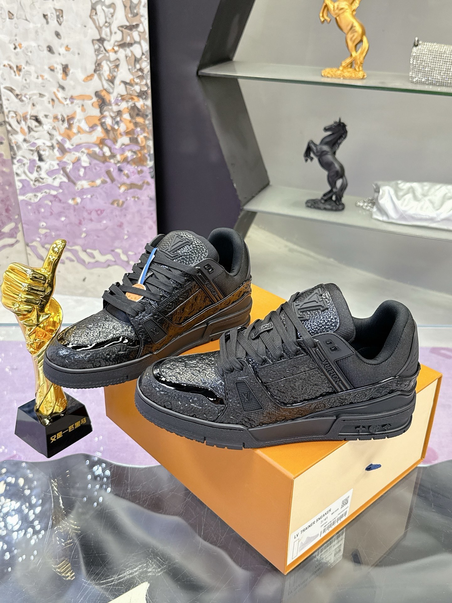 Louis Vuitton LV Trainer Sneakers Triple Black Monogram Leather