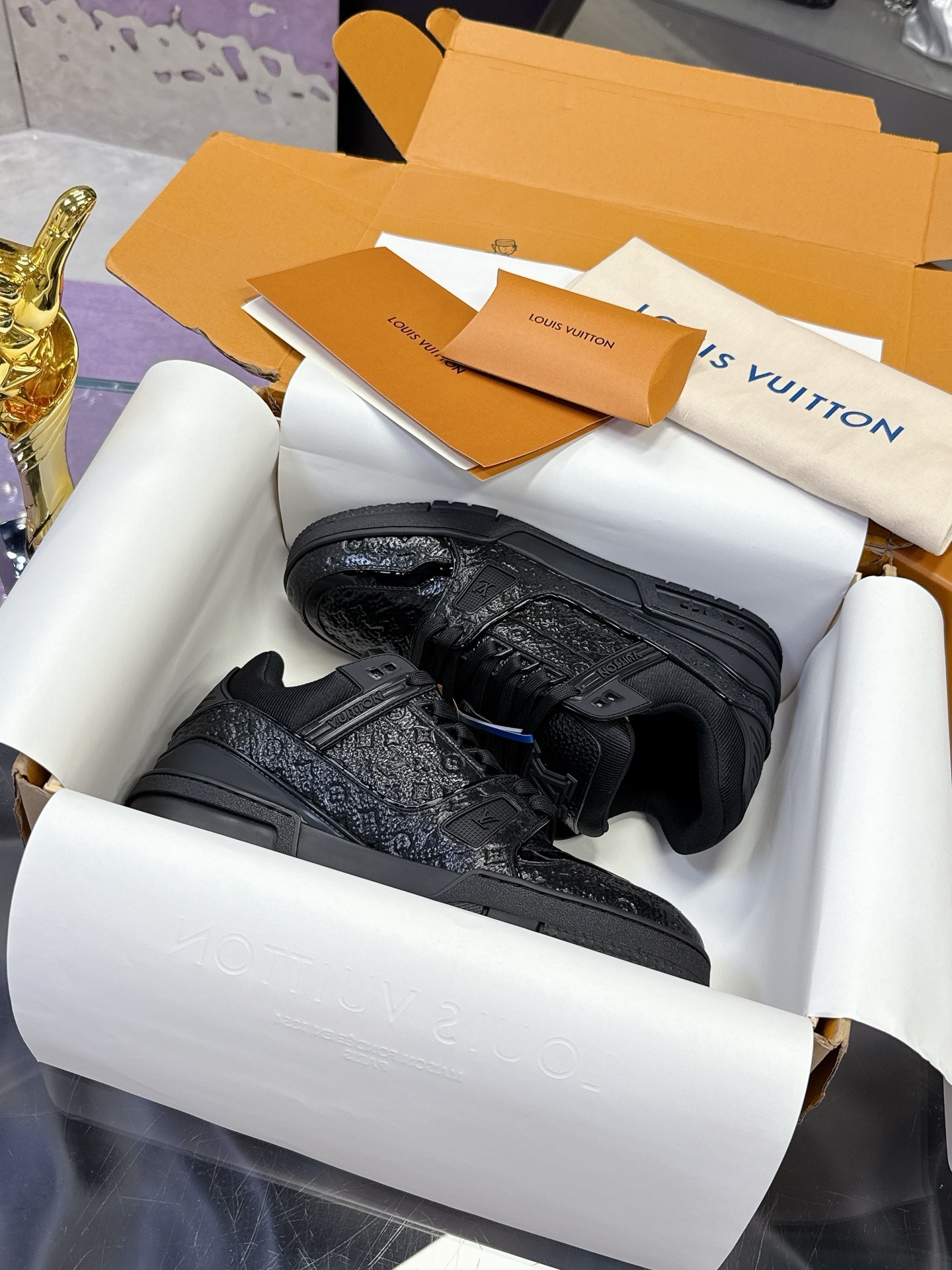 Louis Vuitton LV Trainer Sneakers Triple Black Monogram Leather