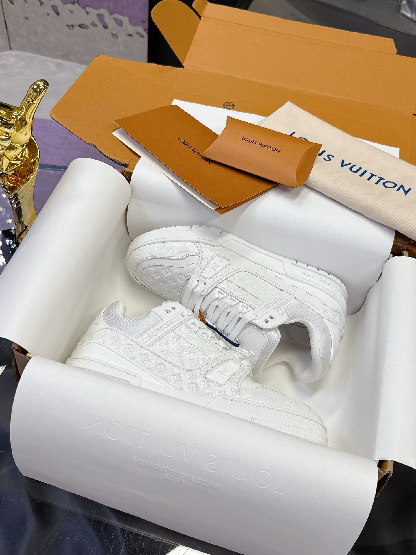 Louis Vuitton LV Trainer Sneakers White Monogram Leather