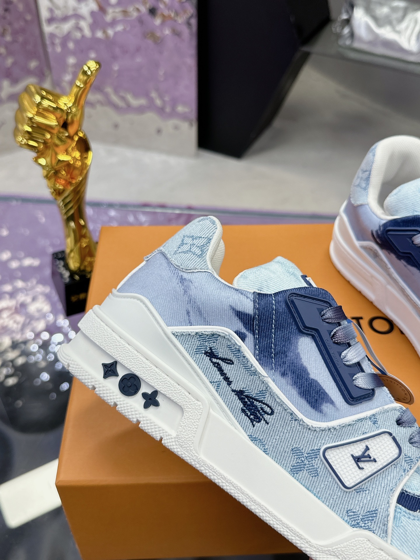 Louis Vuitton LV Trainer Denim Blue Monogram Luxury Sneakers