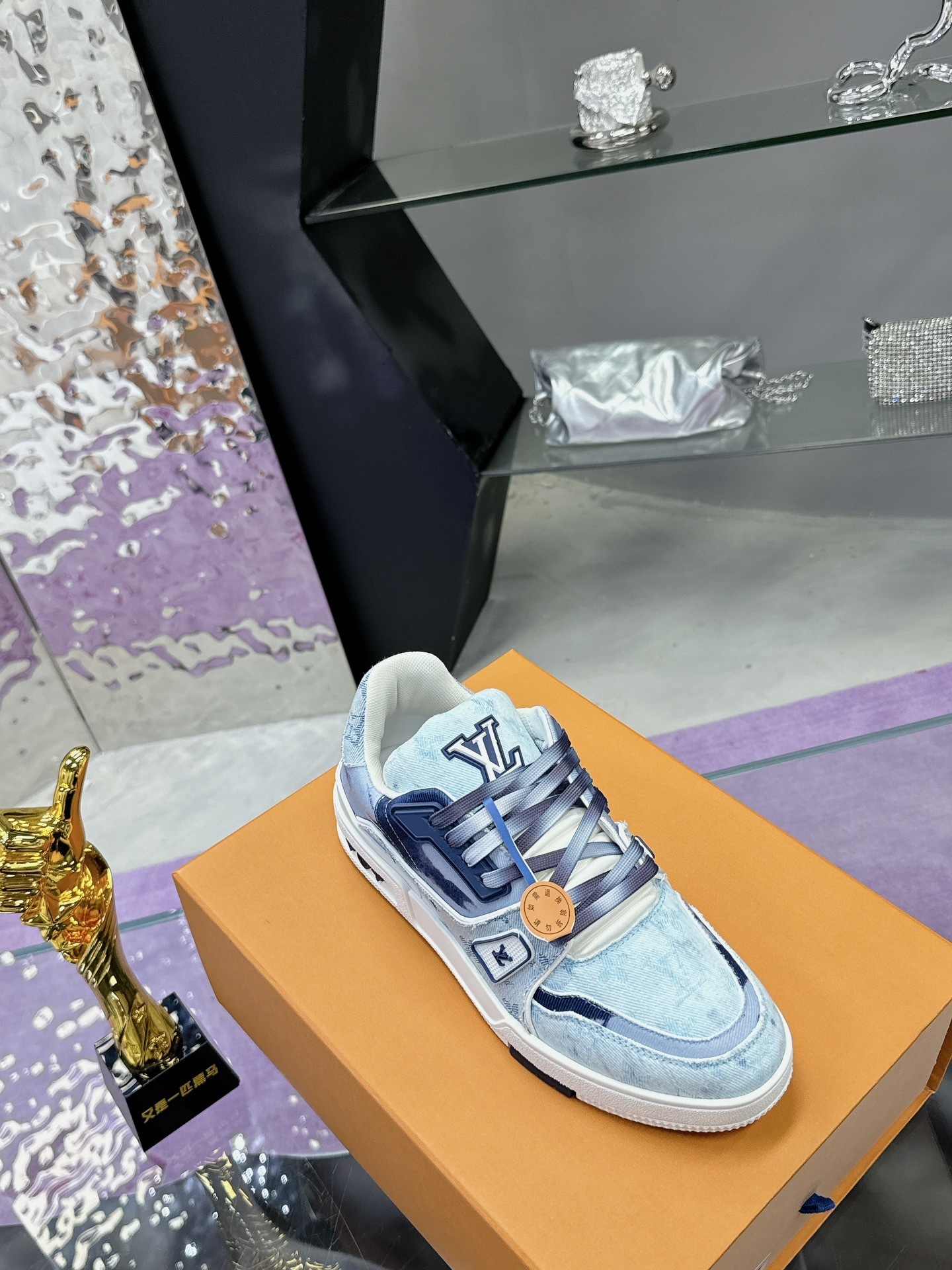 Louis Vuitton LV Trainer Denim Blue Monogram Luxury Sneakers