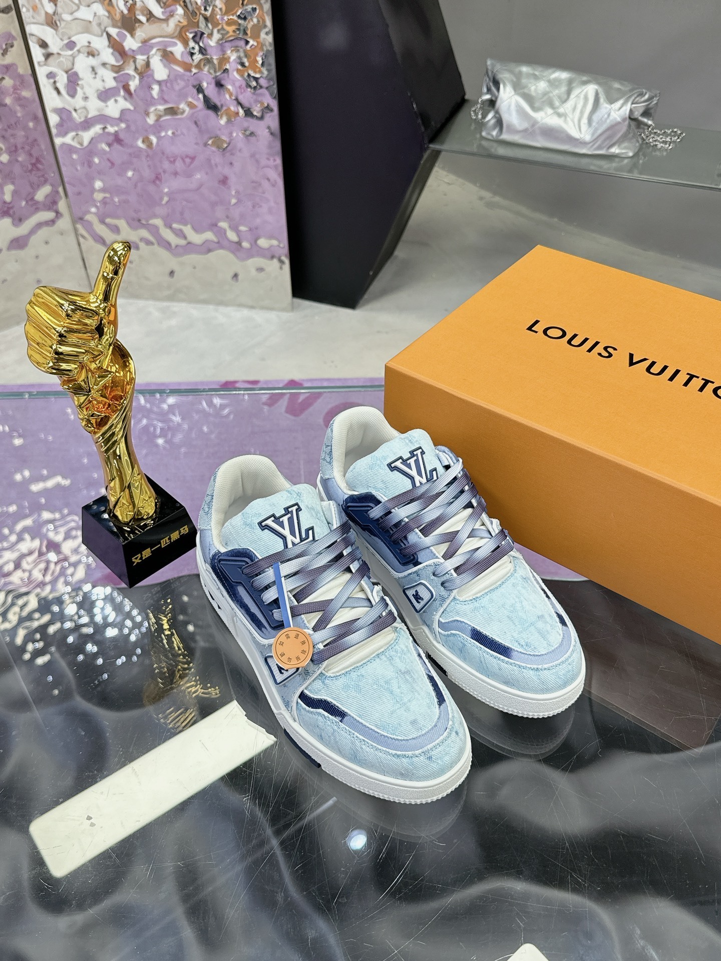 Louis Vuitton LV Trainer Denim Blue Monogram Luxury Sneakers
