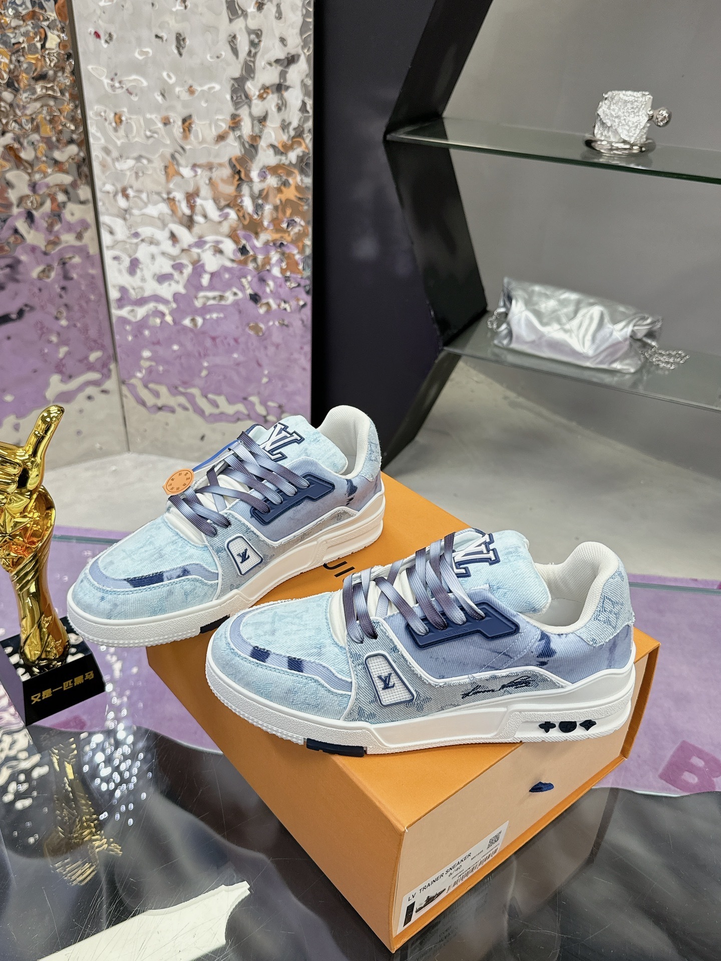 Louis Vuitton LV Trainer Denim Blue Monogram Luxury Sneakers
