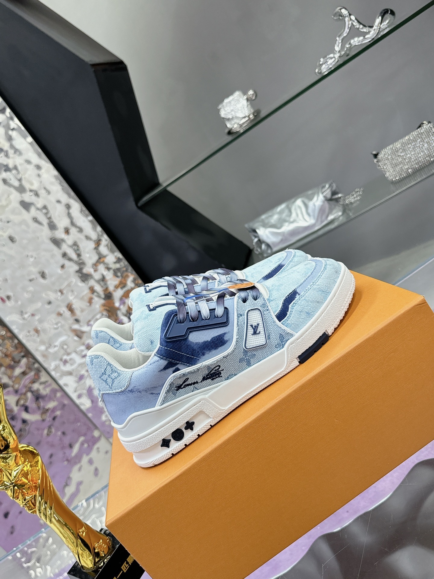 Louis Vuitton LV Trainer Denim Blue Monogram Luxury Sneakers