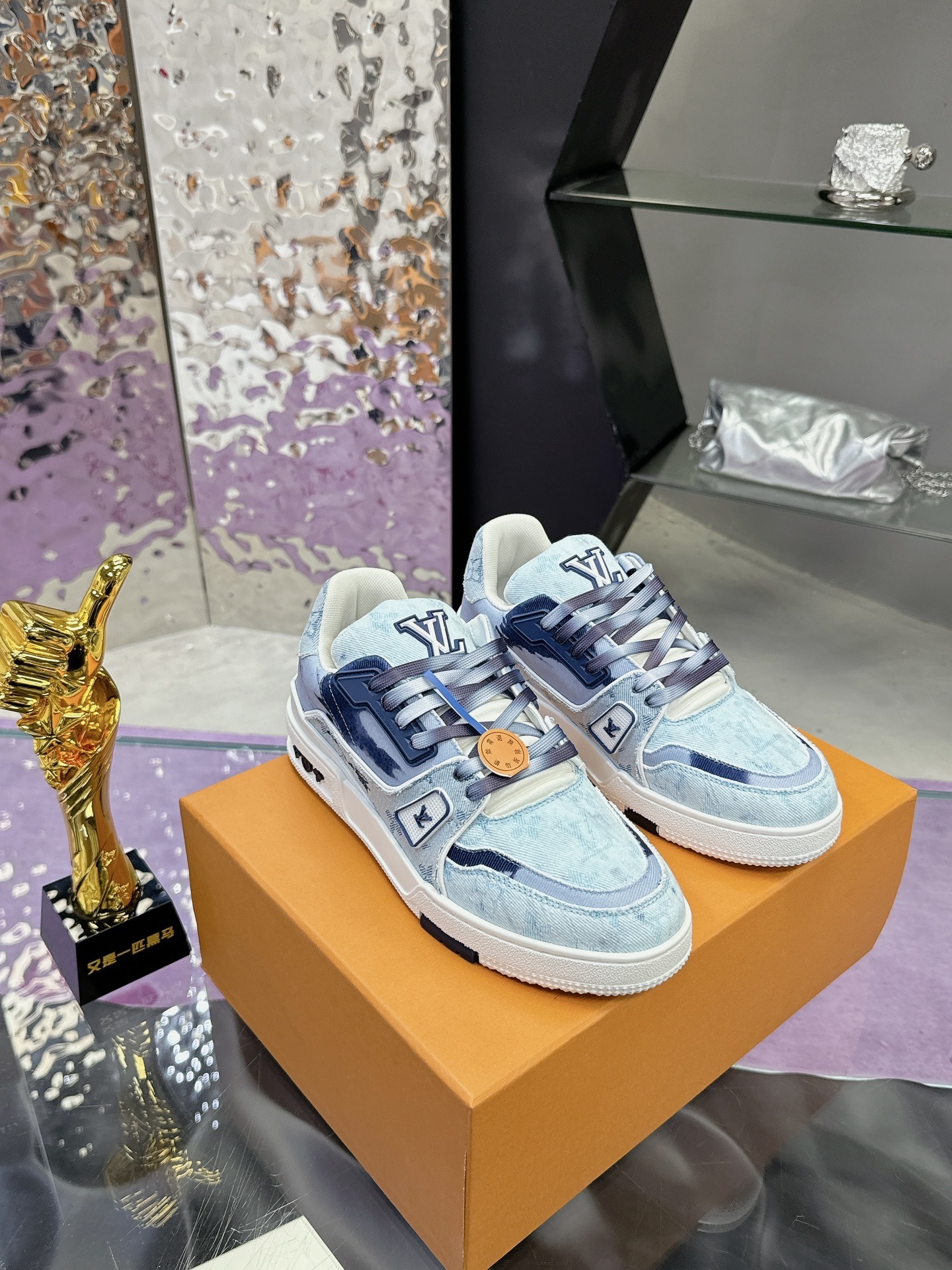 Louis Vuitton LV Trainer Denim Blue Monogram Luxury Sneakers