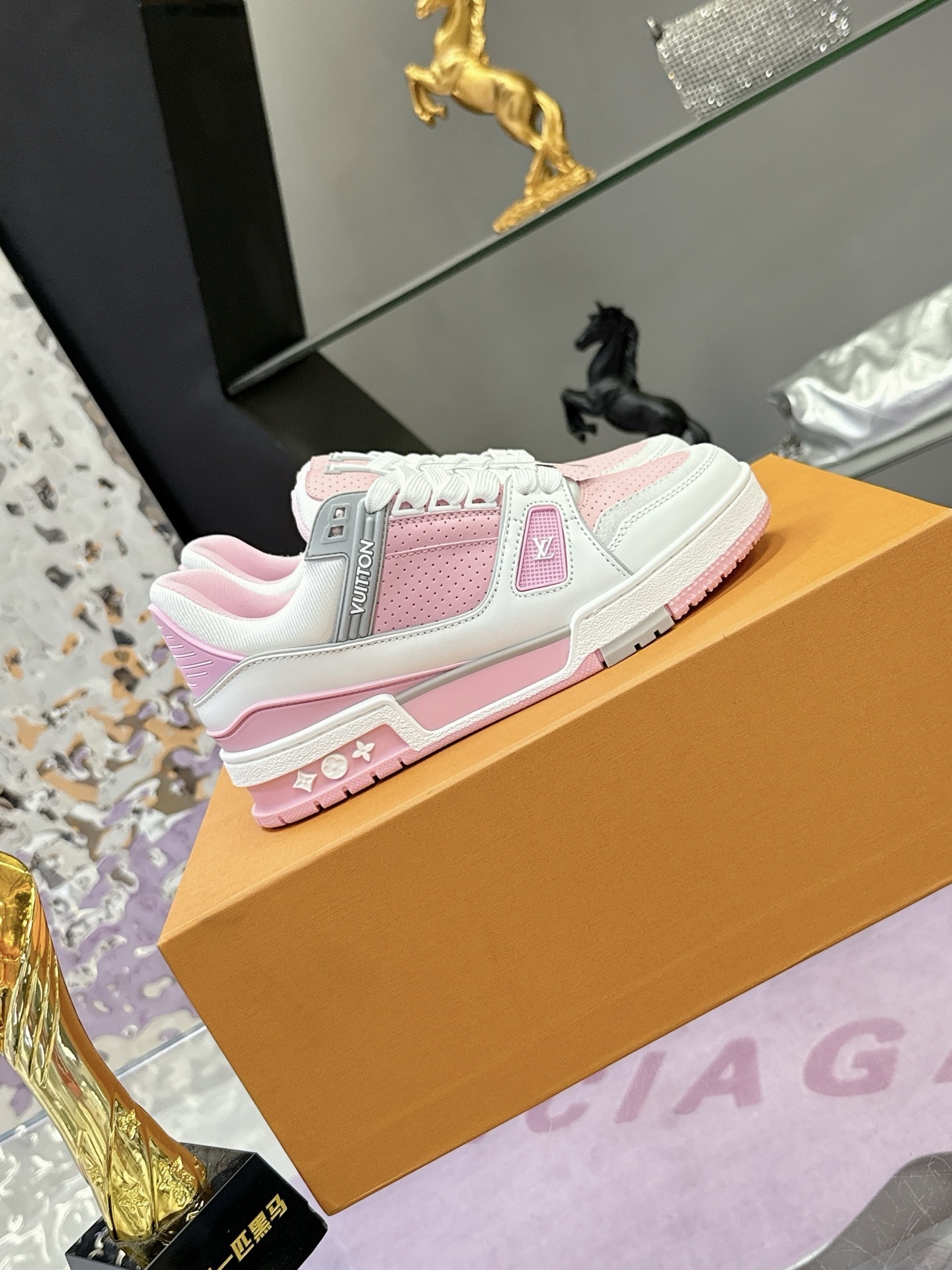 Louis Vuitton LV Trainer Pink White Sneakers - Luxury Leather Shoes