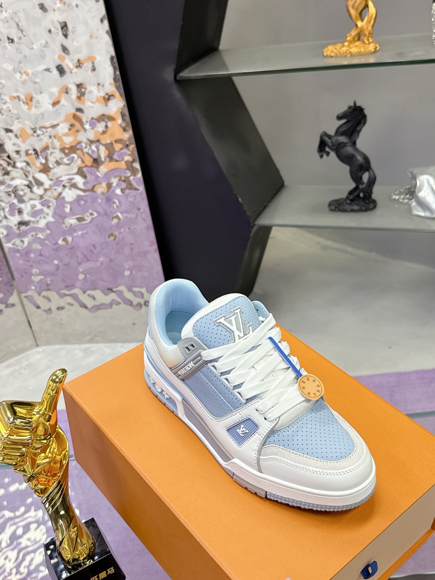 Louis Vuitton LV Trainer Sneakers Light Blue White Luxury Footwear