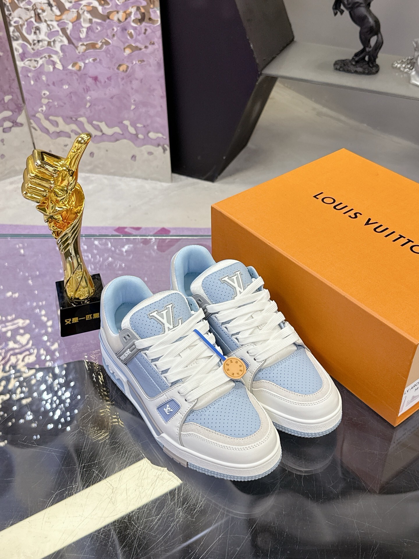 Louis Vuitton LV Trainer Sneakers Light Blue White Luxury Footwear