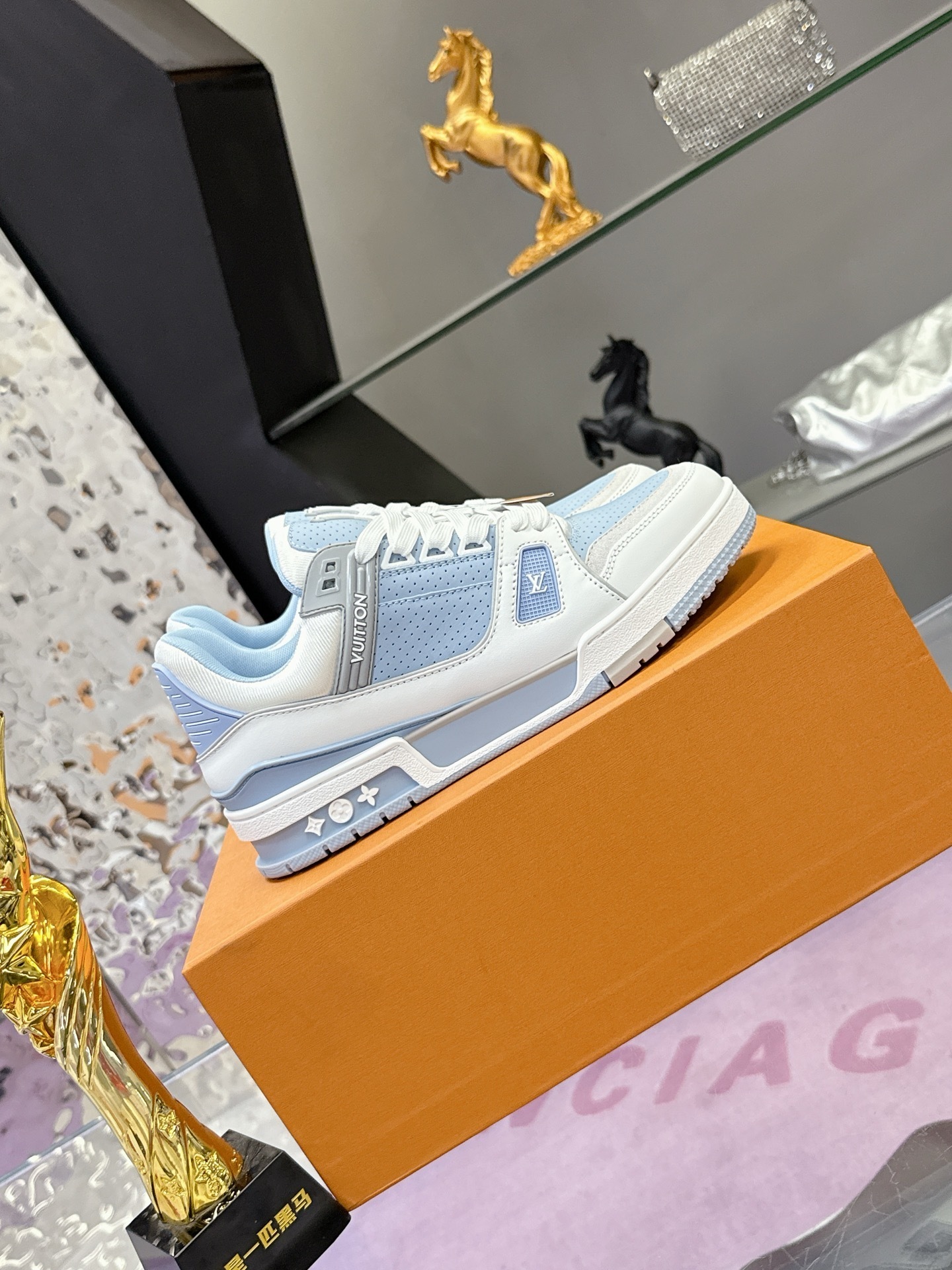 Louis Vuitton LV Trainer Sneakers Light Blue White Luxury Footwear