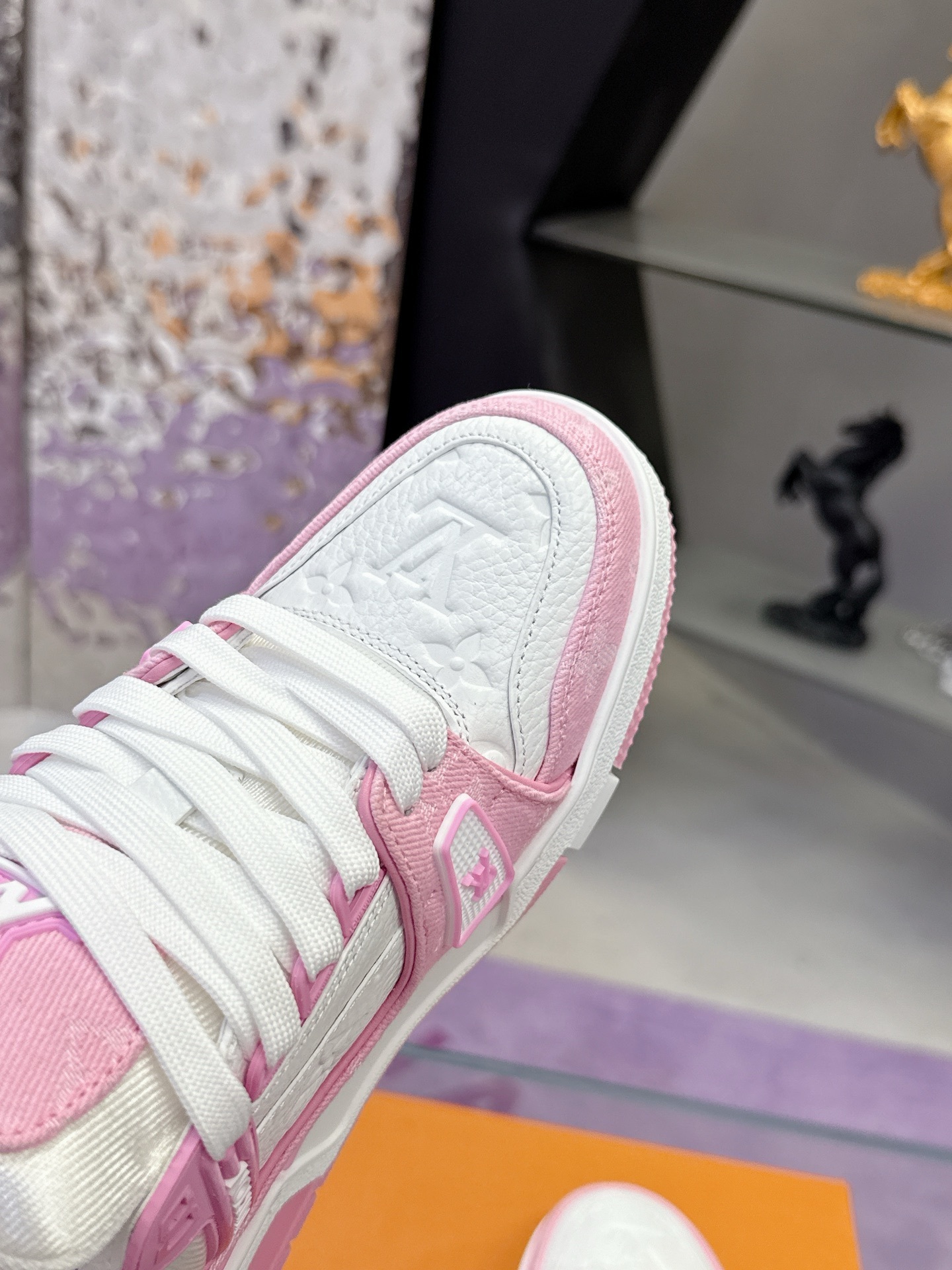 Louis Vuitton LV Trainer Sneakers Pink White Monogram Denim