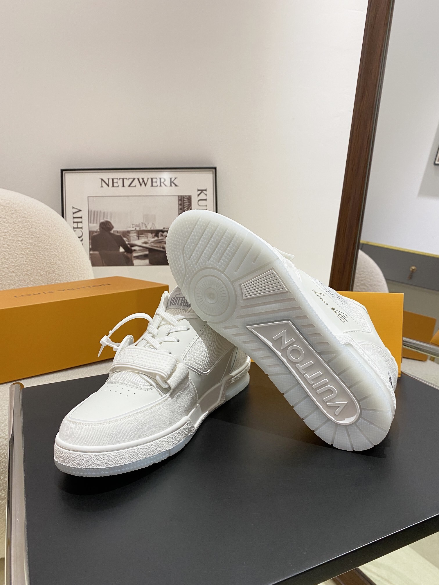 Louis Vuitton LV Trainer White Mesh & Leather Luxury Sneakers