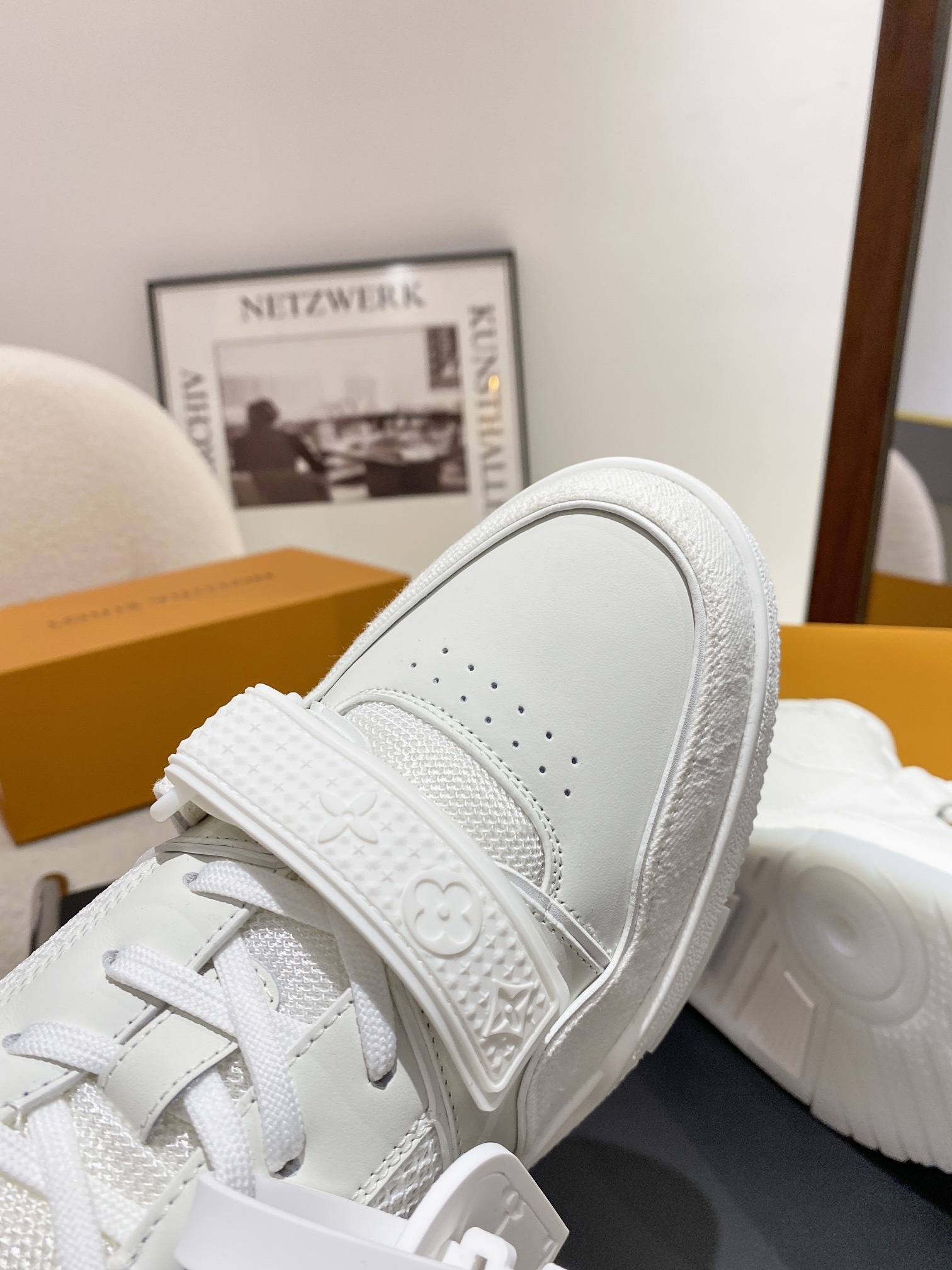 Louis Vuitton LV Trainer White Mesh & Leather Luxury Sneakers