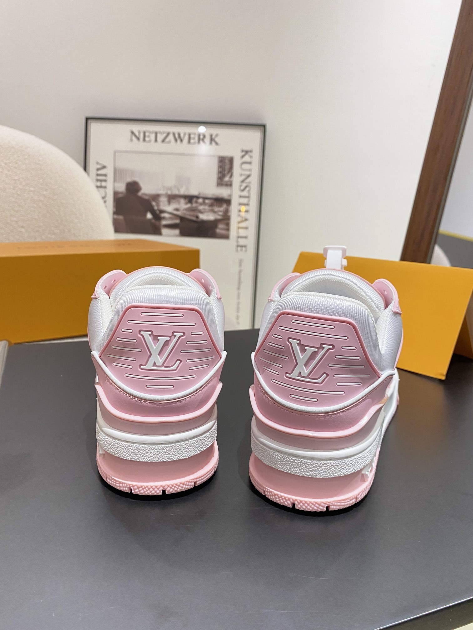 Louis Vuitton LV Trainer Sneakers - Pink & White Monogram Leather