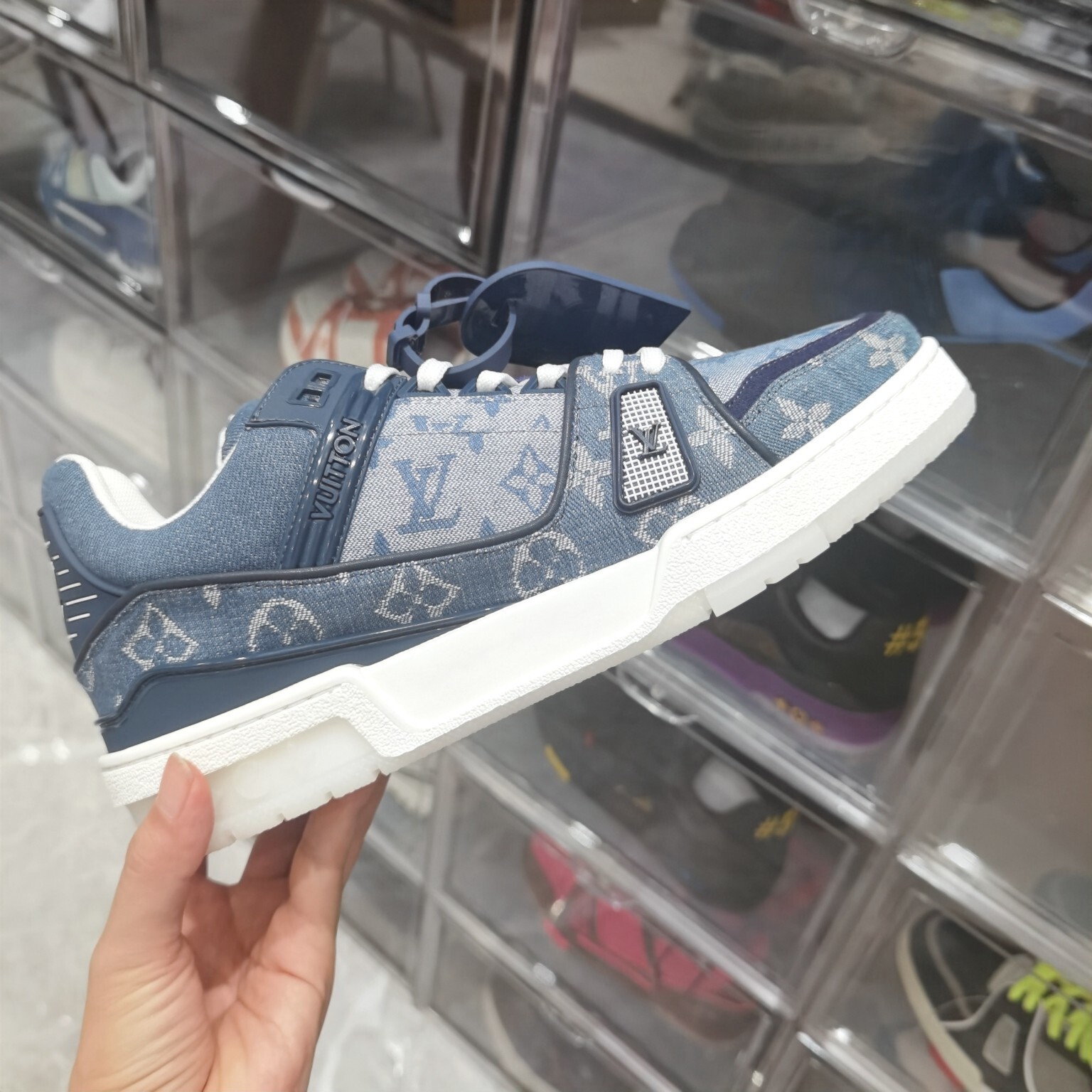 Louis Vuitton LV Trainer Denim Monogram Sneakers - Blue