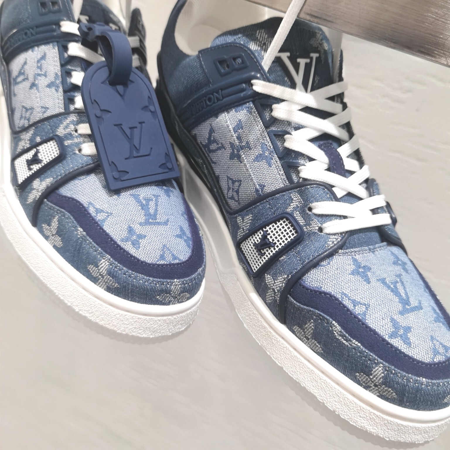 Louis Vuitton LV Trainer Denim Monogram Sneakers - Blue