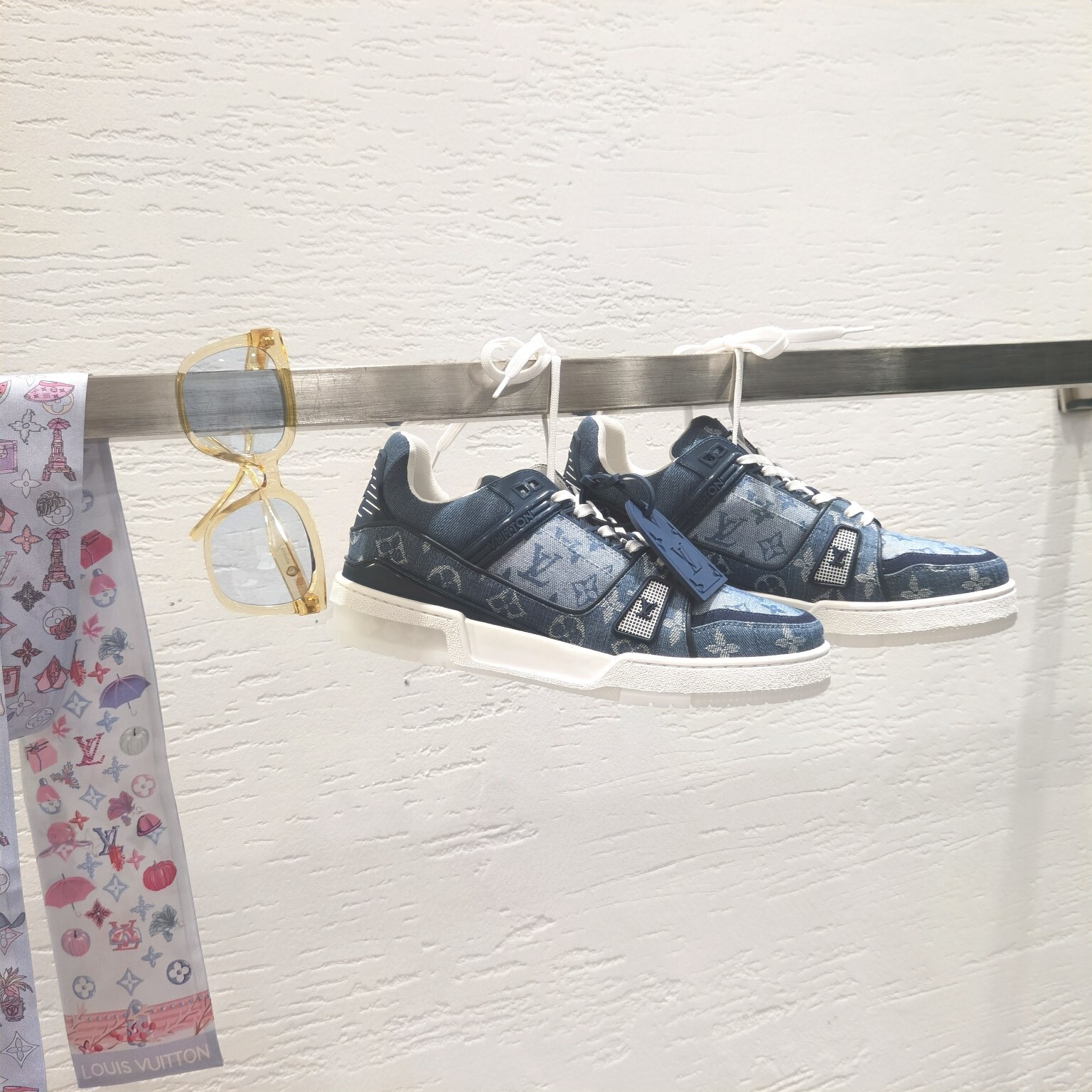 Louis Vuitton LV Trainer Denim Monogram Sneakers – Blue