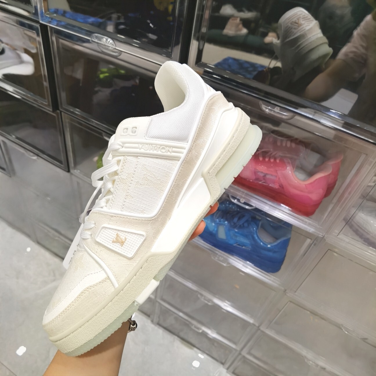 Louis Vuitton LV Trainer White Leather & Mesh Sneakers