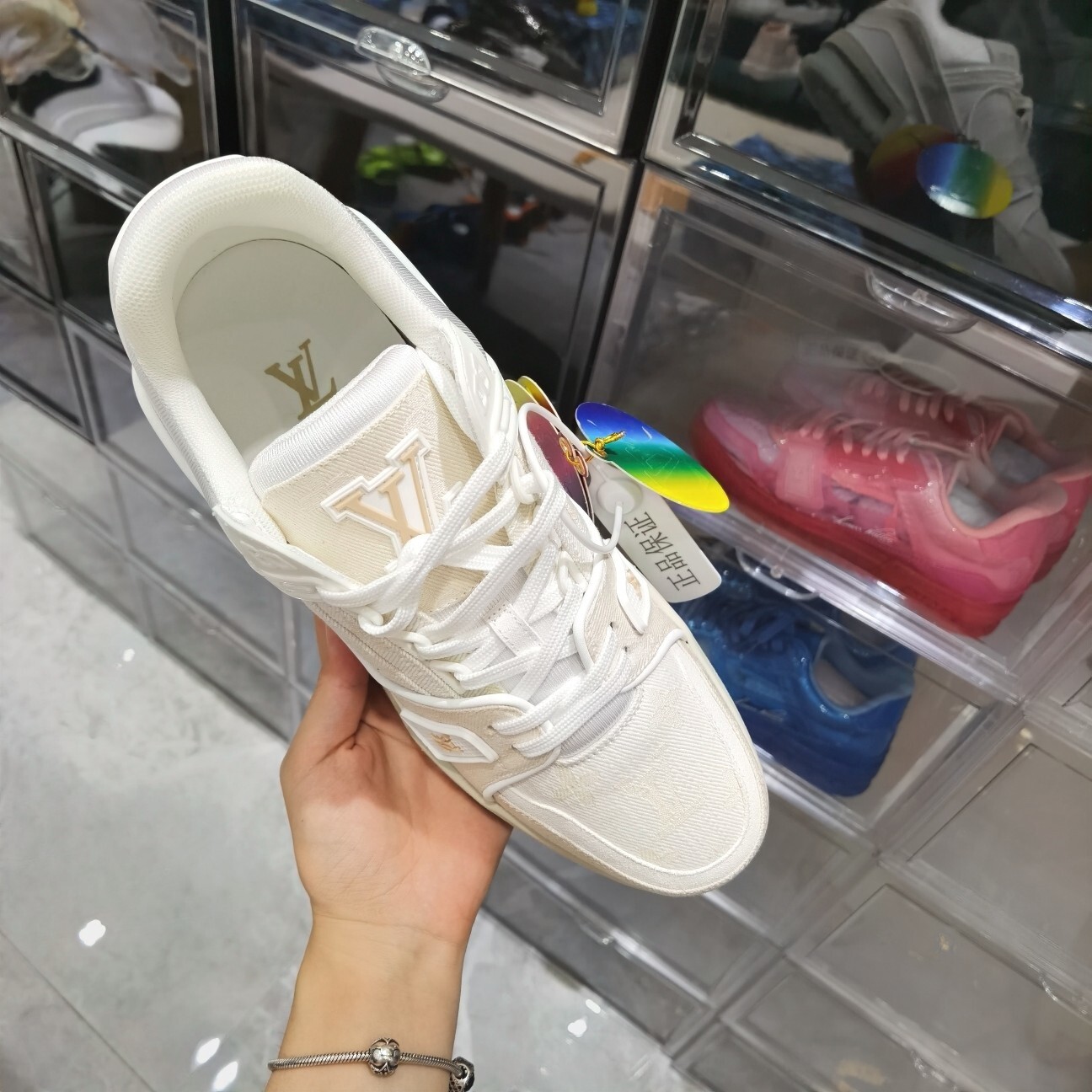 Louis Vuitton LV Trainer White Leather & Mesh Sneakers
