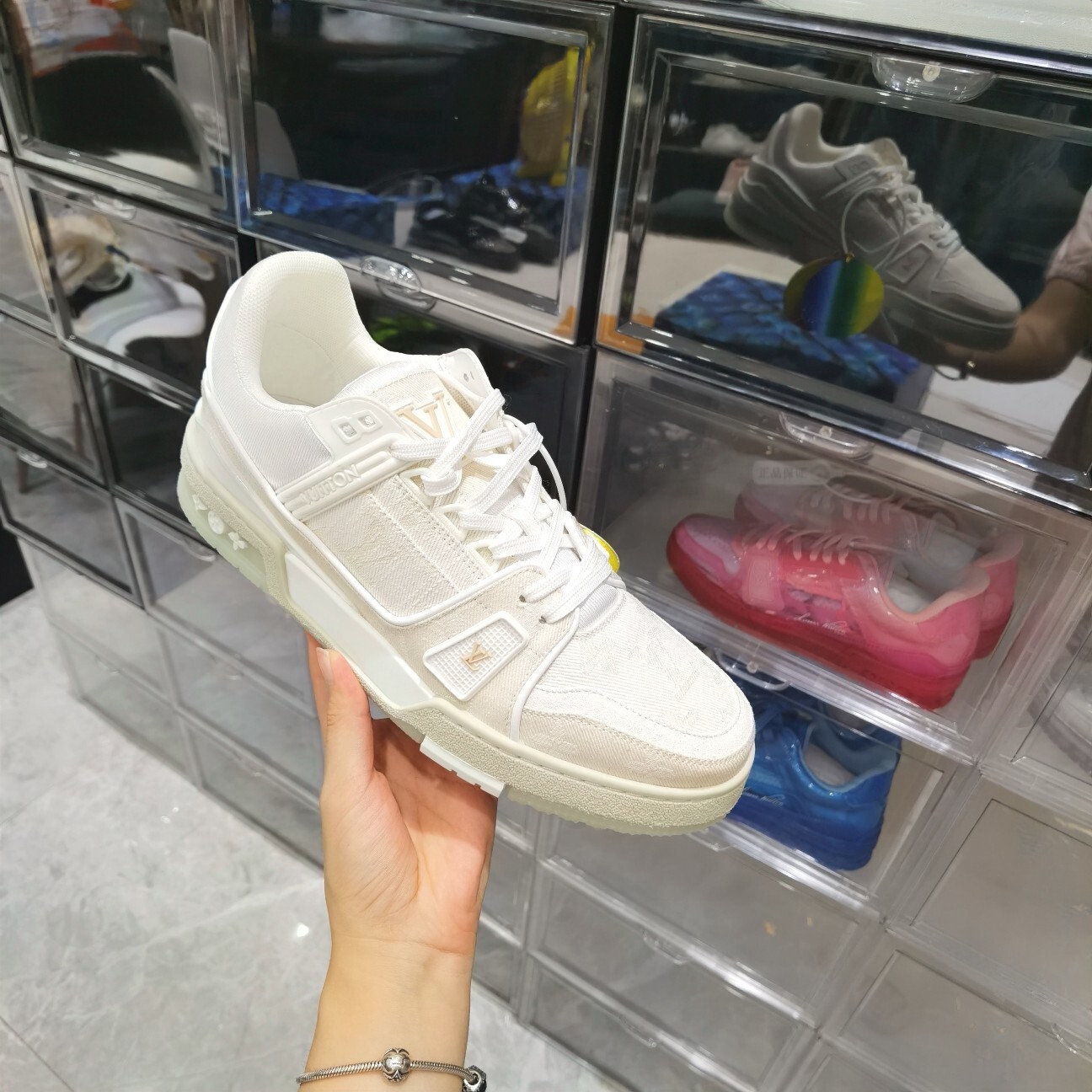 Louis Vuitton LV Trainer White Leather & Mesh Sneakers