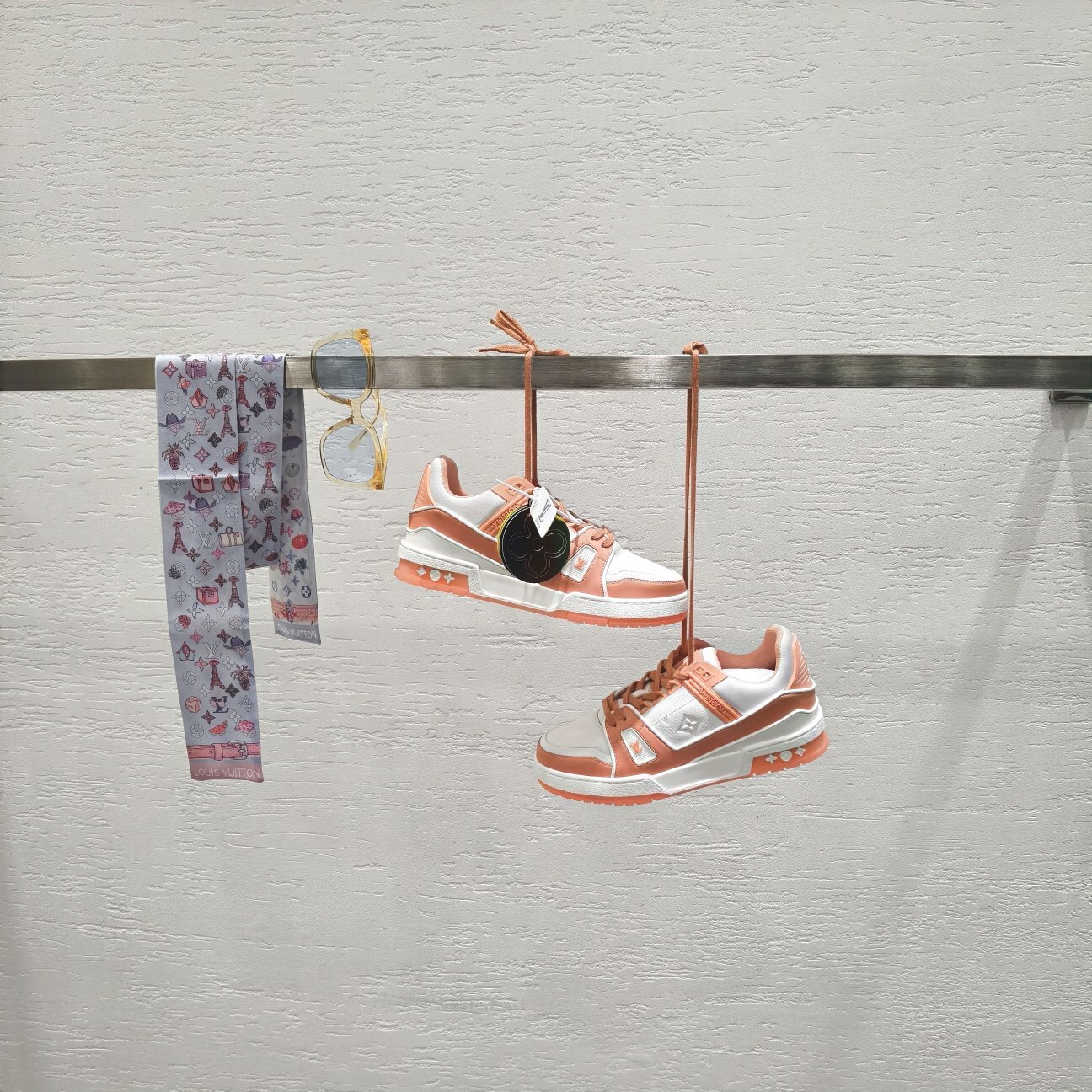 Louis Vuitton LV Trainer White & Peach Women's Luxury Sneakers