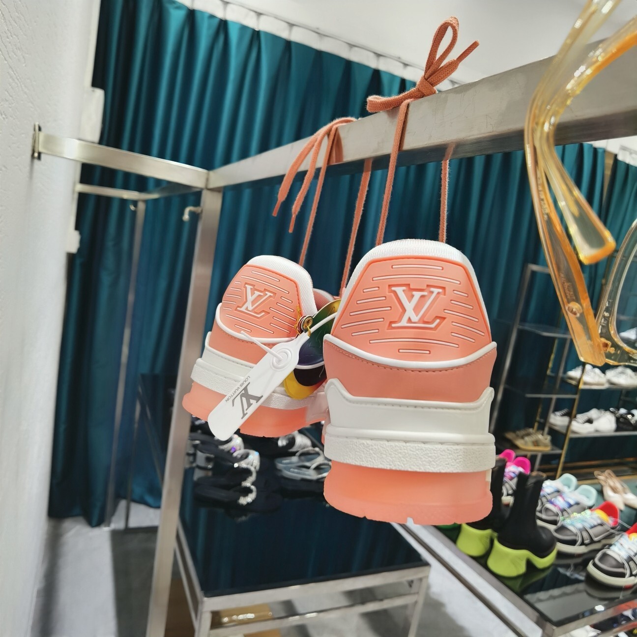 Louis Vuitton LV Trainer White & Peach Women's Luxury Sneakers