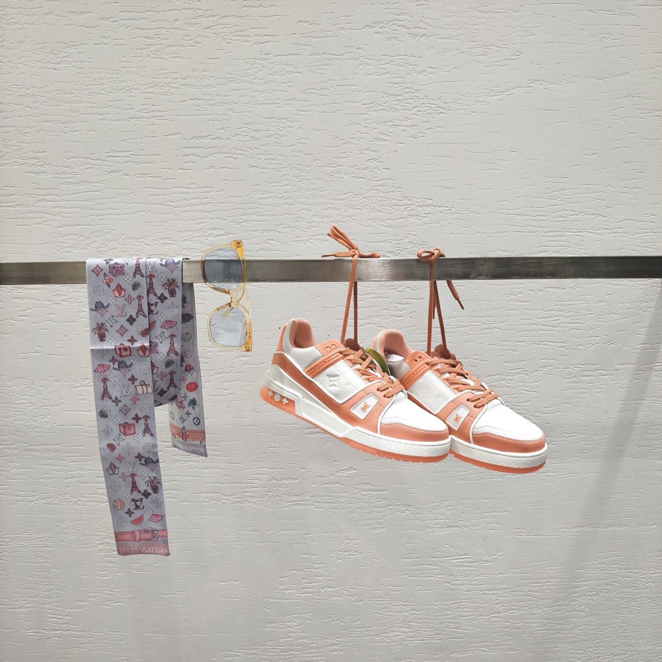 Louis Vuitton LV Trainer White & Peach Women’s Luxury Sneakers