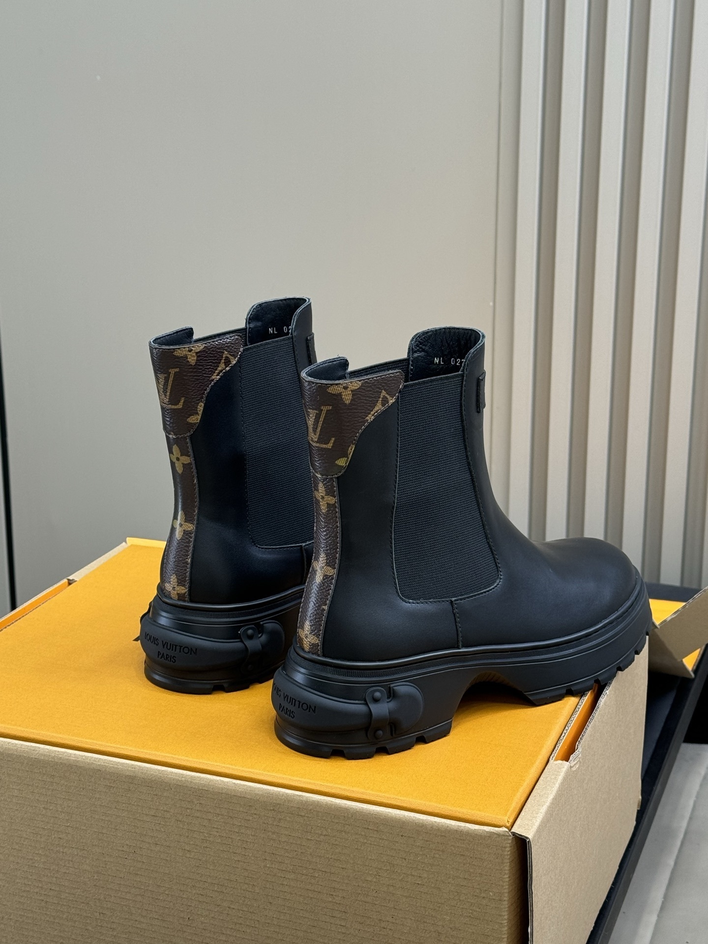 Louis Vuitton Black Leather Chelsea Boots with Monogram Detail