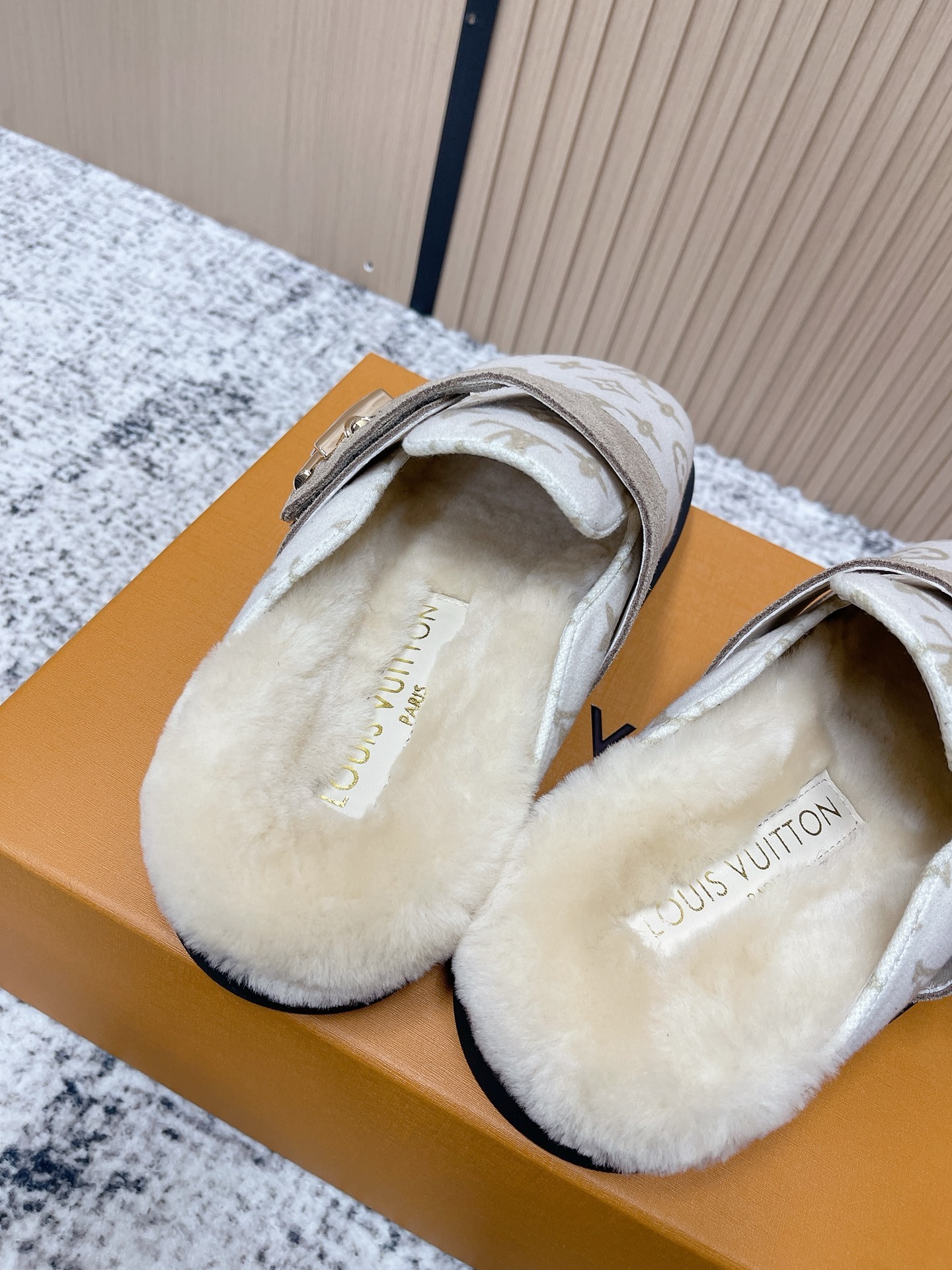 Louis Vuitton Monogram Shearling Comfort Mules - Luxury Clogs